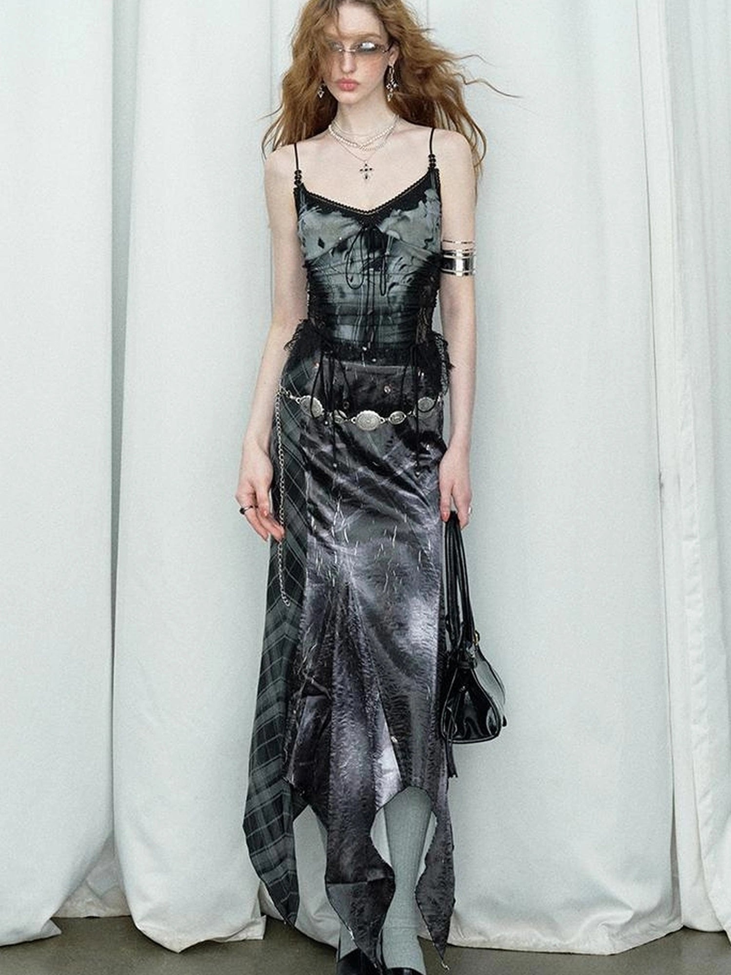 Mint Mambo Lace Trimmed Print Camisole With Beaded Details