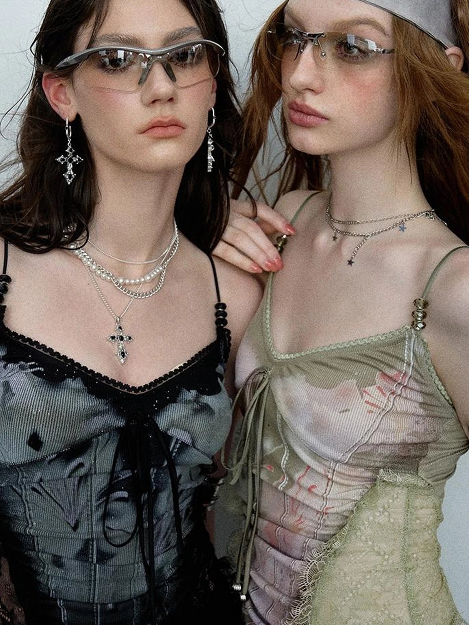 Mint Mambo Lace Trimmed Print Camisole With Beaded Details