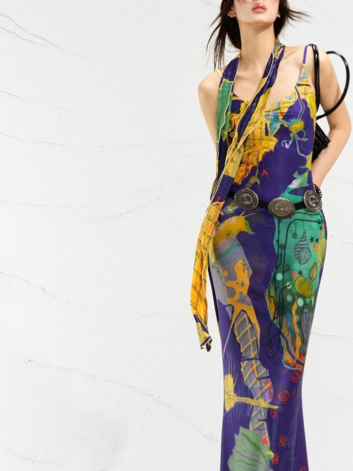 OfAkiva Mondrian Colorblock Hand Painted Print Women&