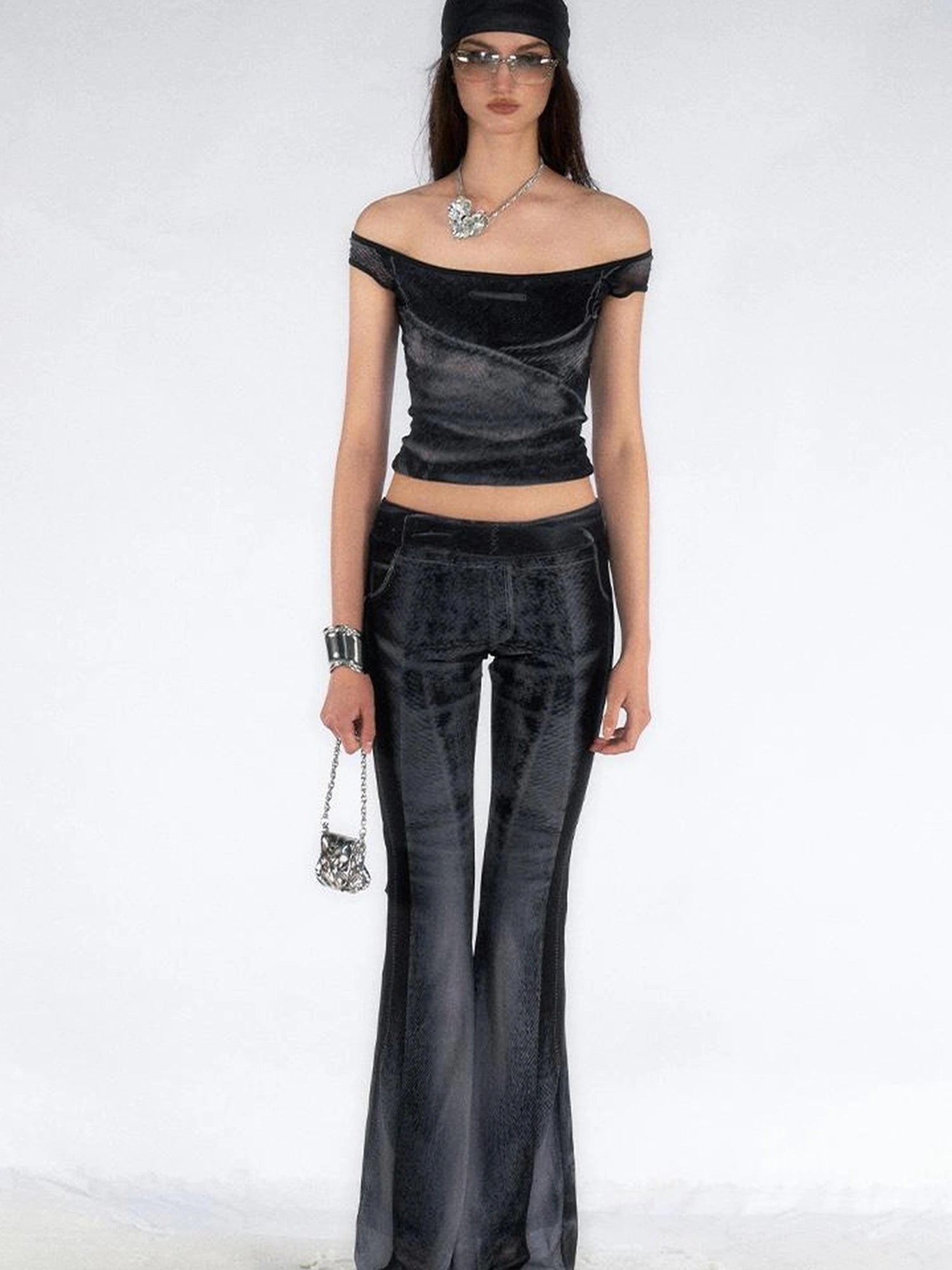 OfAkiva Multilayer Control Denim Print Ice Cool Mesh Set