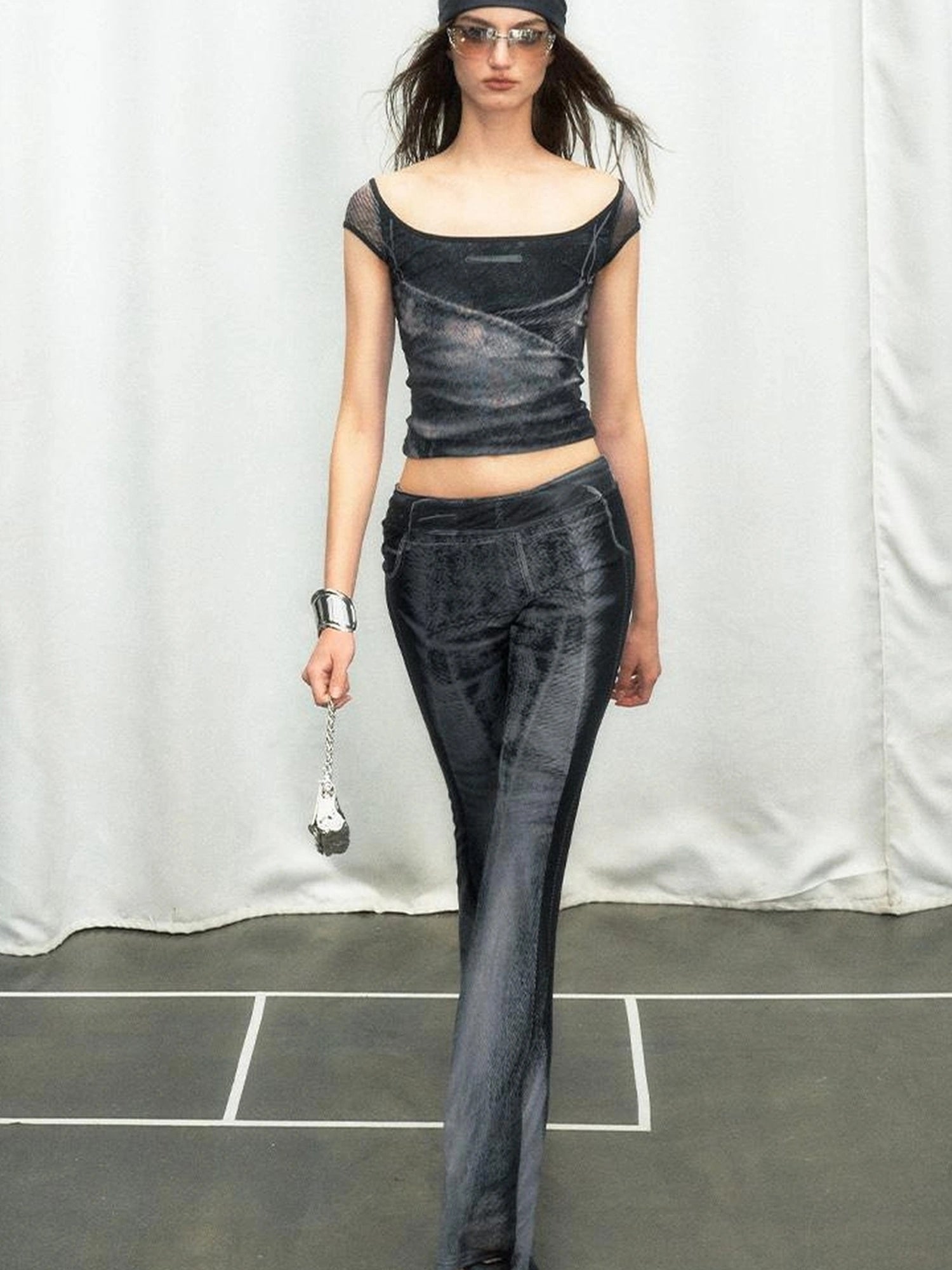 OfAkiva Multilayer Control Denim Print Ice Cool Mesh Set