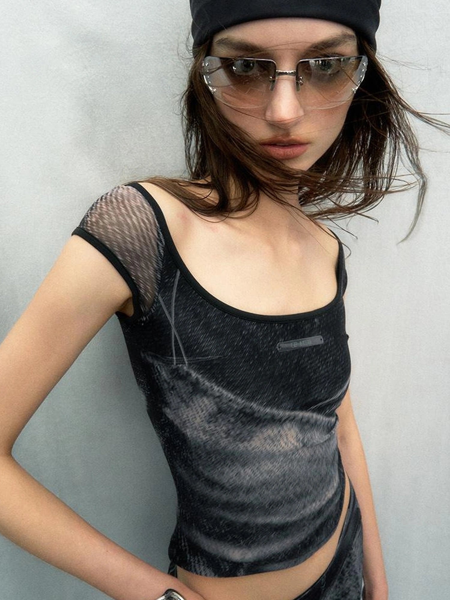 OfAkiva Multilayer Control Denim Print Ice Cool Mesh Set