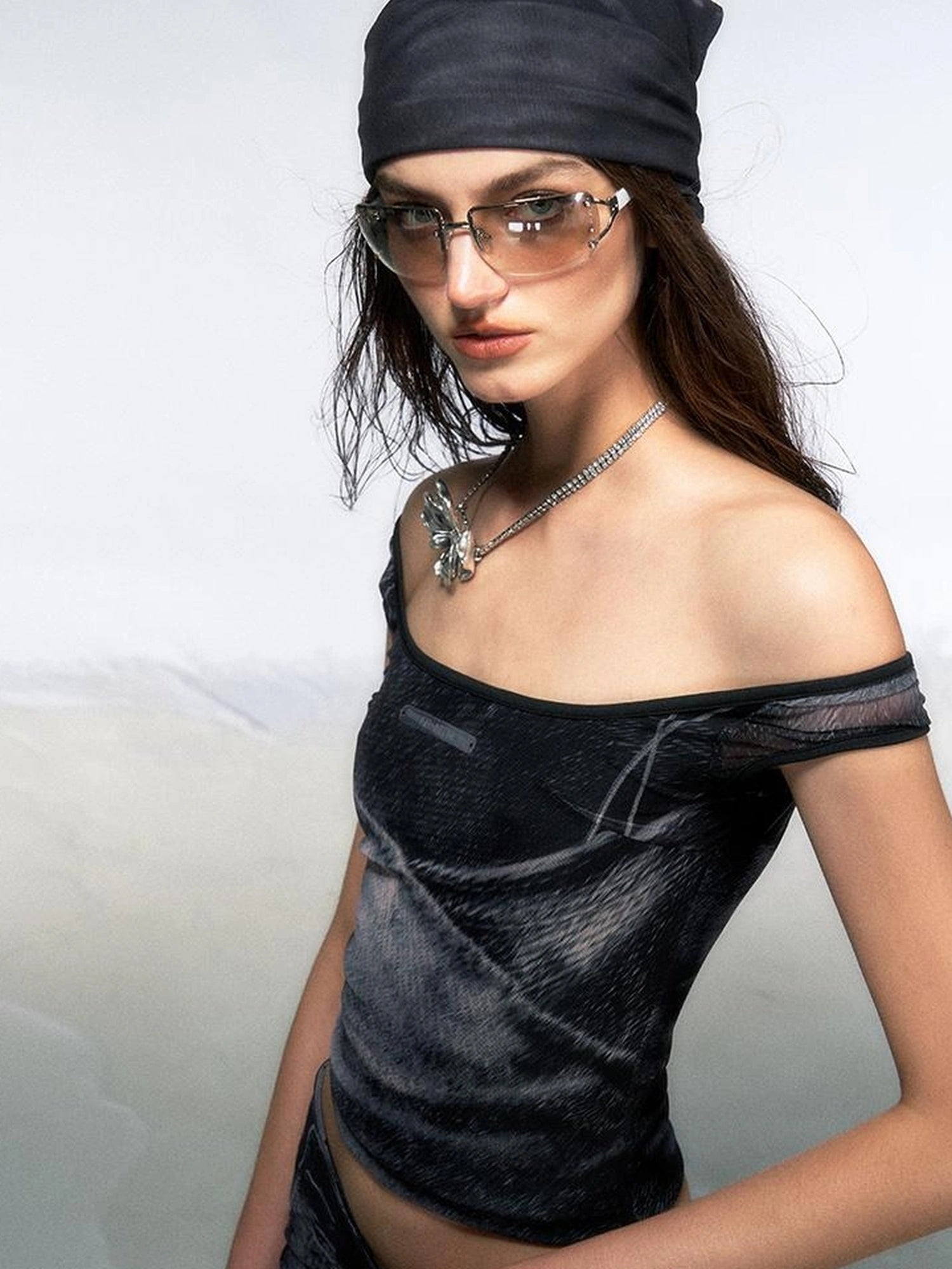 OfAkiva Multilayer Control Denim Print Ice Cool Mesh Set