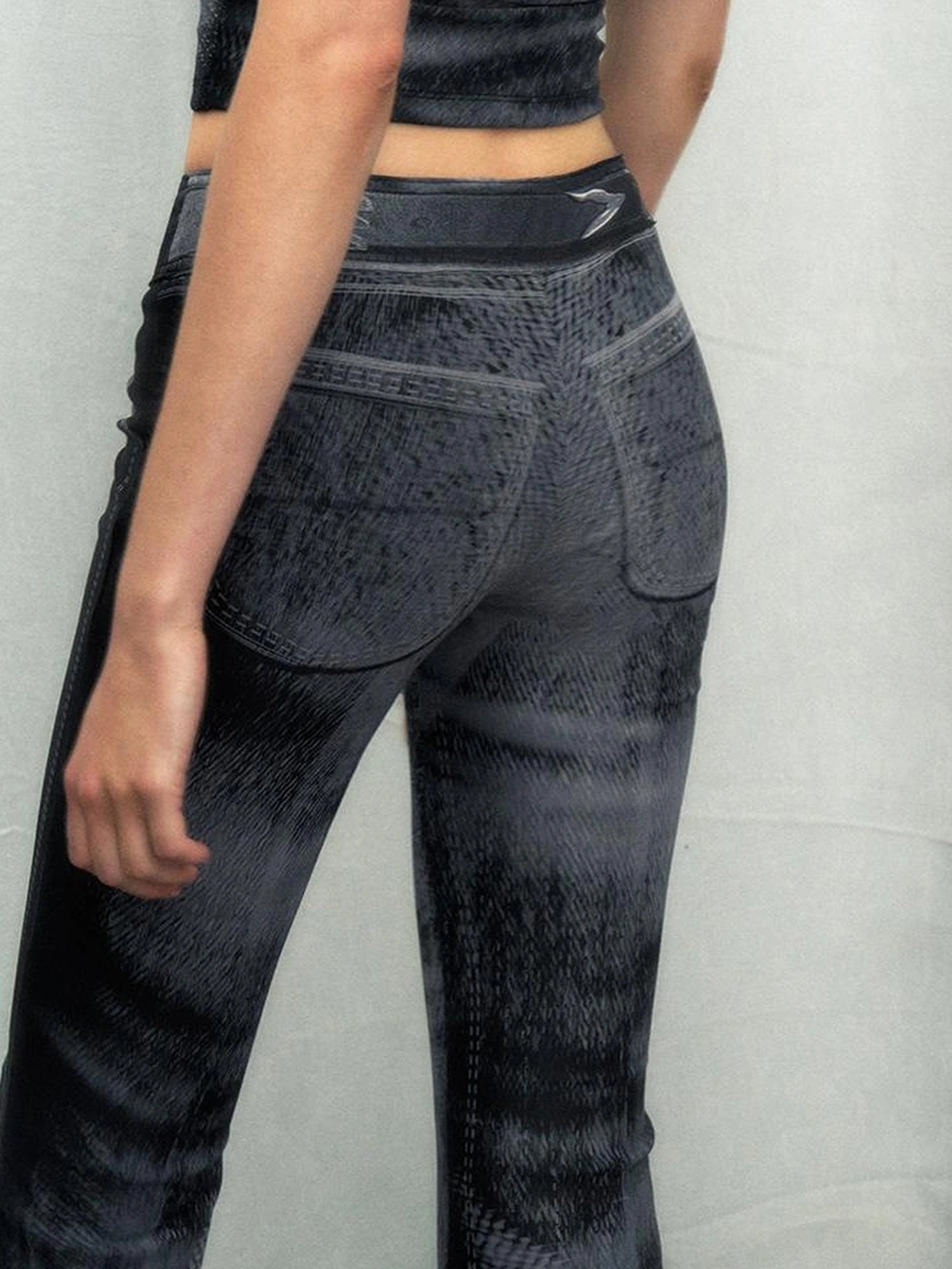 OfAkiva Multilayer Control Denim Print Ice Cool Mesh Set