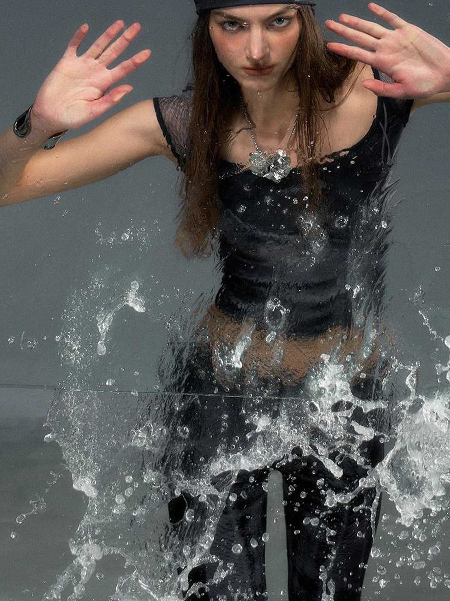 OfAkiva Multilayer Control Denim Print Ice Cool Mesh Set