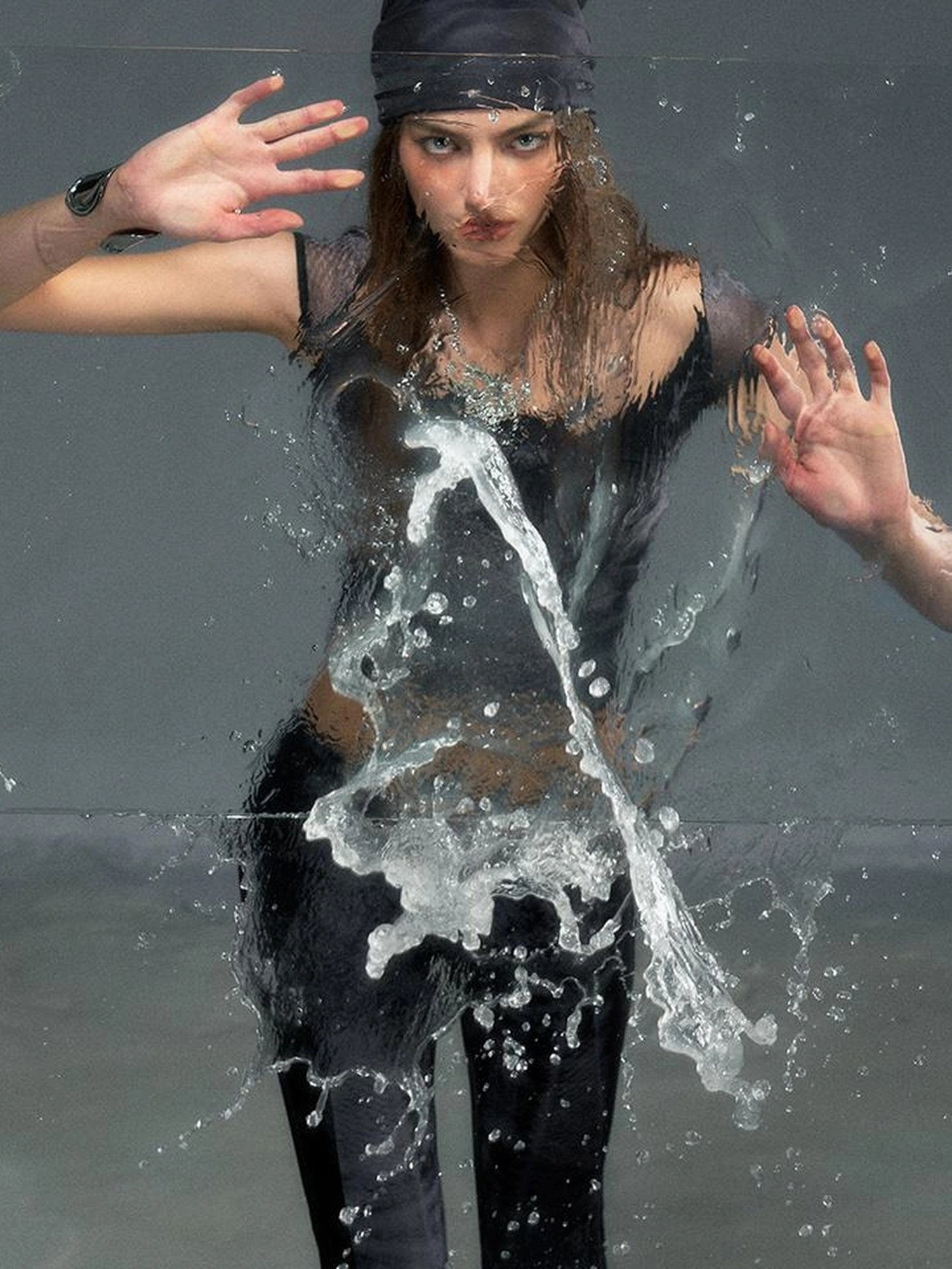 OfAkiva Multilayer Control Denim Print Ice Cool Mesh Set