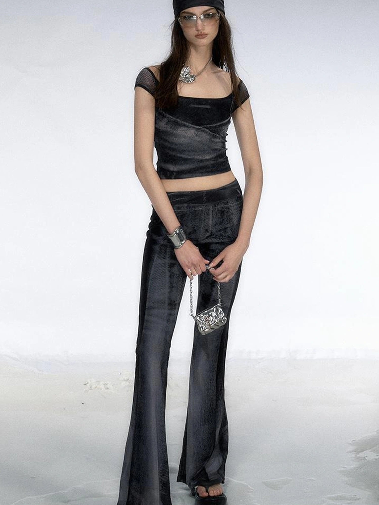 OfAkiva Multilayer Control Denim Print Ice Cool Mesh Set