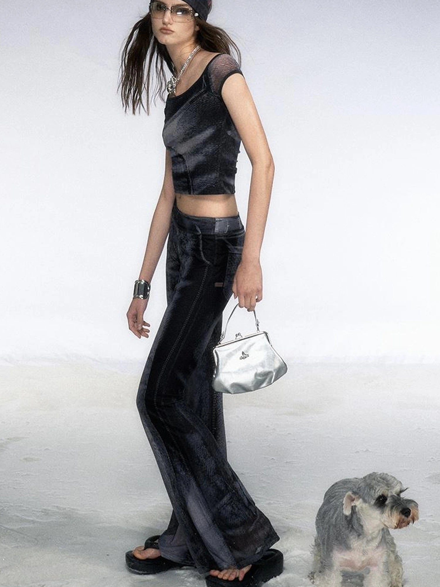 OfAkiva Multilayer Control Denim Print Ice Cool Mesh Set