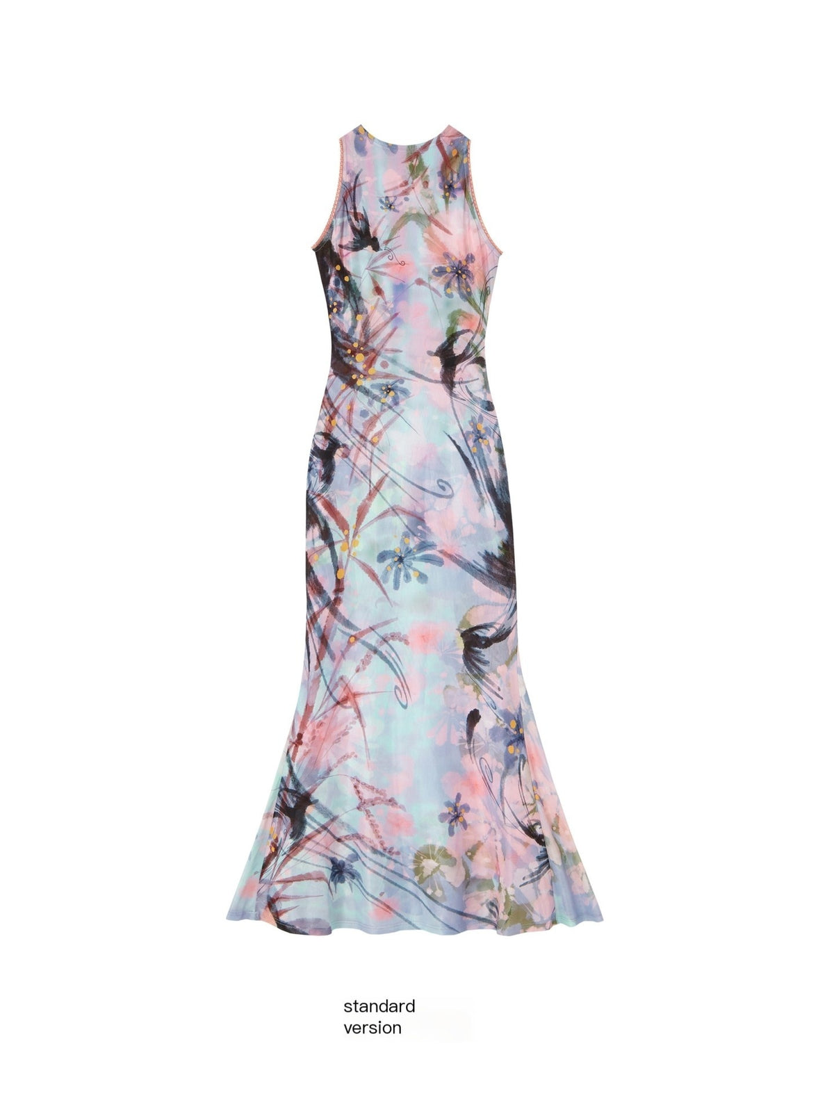 OfAkiva_New_Chinese_Style_Print_Half_High_Neck_Slim_Fit_Mermaid_Women&