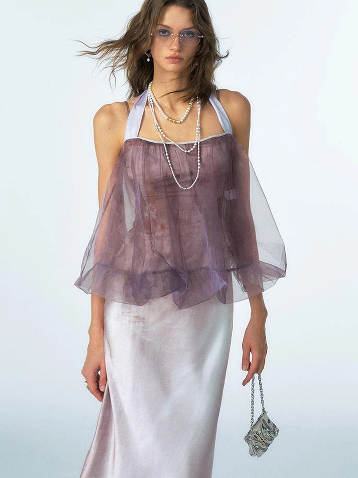 OfAkiva Of Akiva Ethereal Gauze Slip Dress