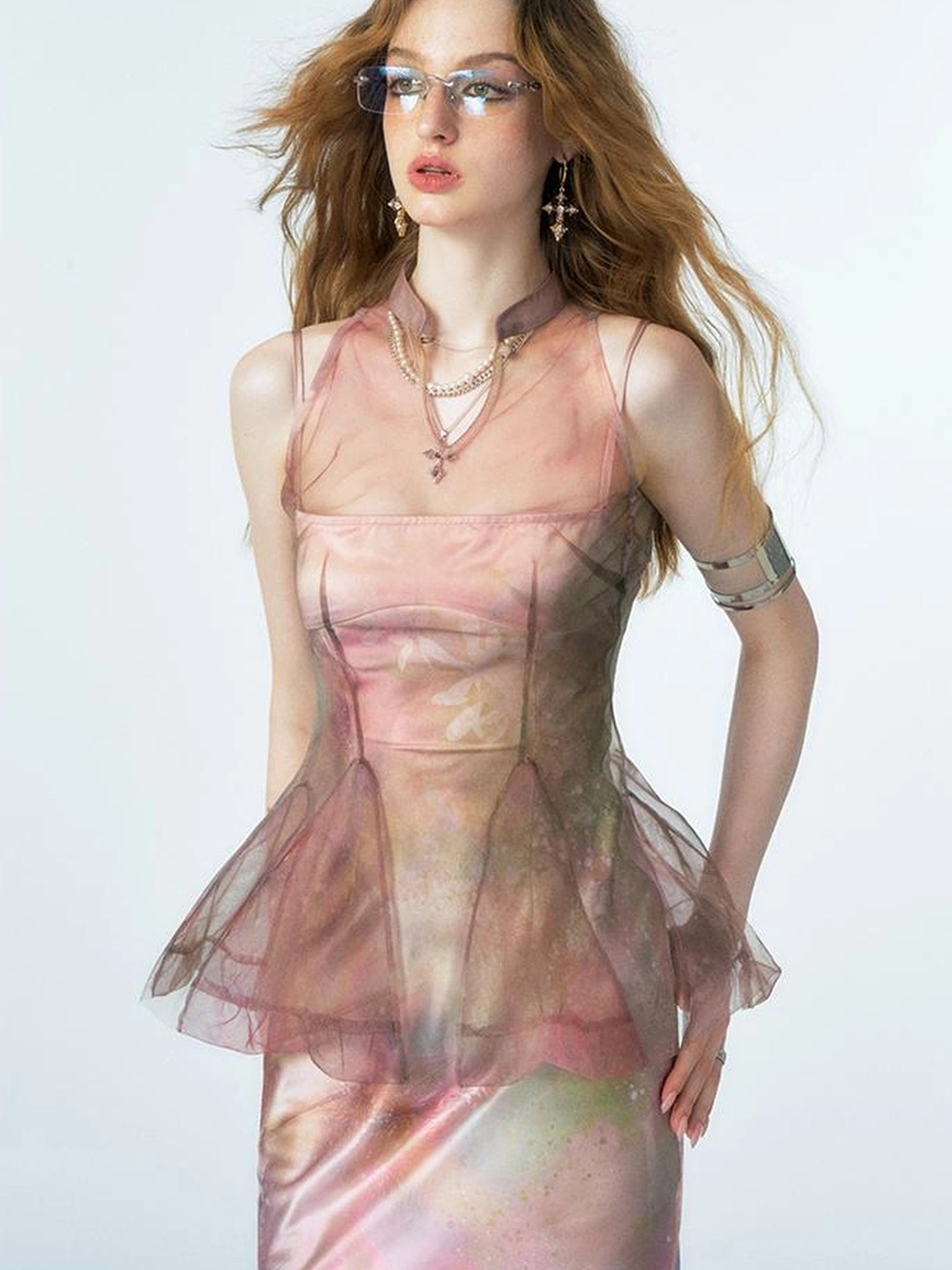 OfAkiva Of Akiva Ethereal Gauze Slip Dress