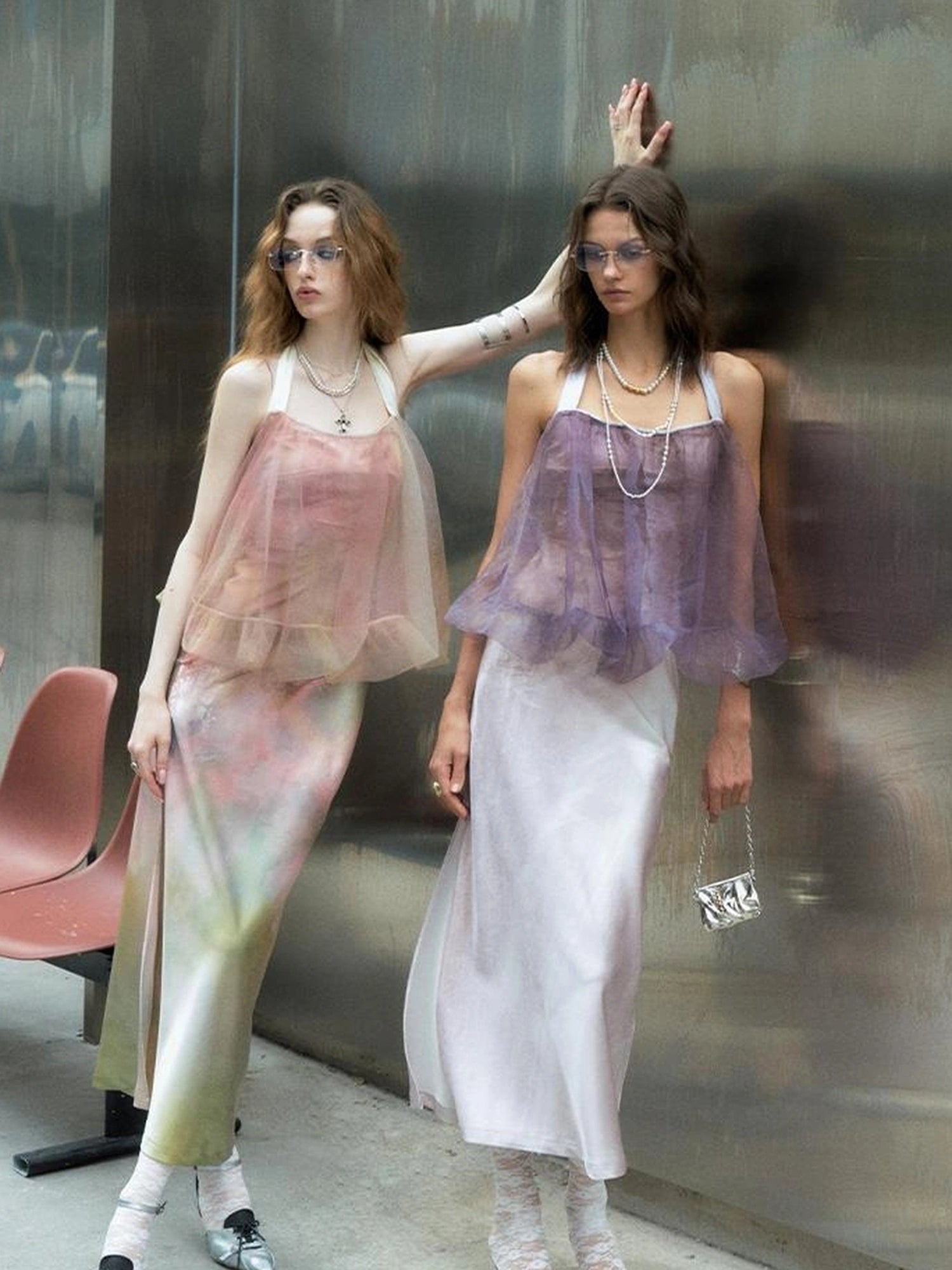 OfAkiva Of Akiva Ethereal Gauze Slip Dress