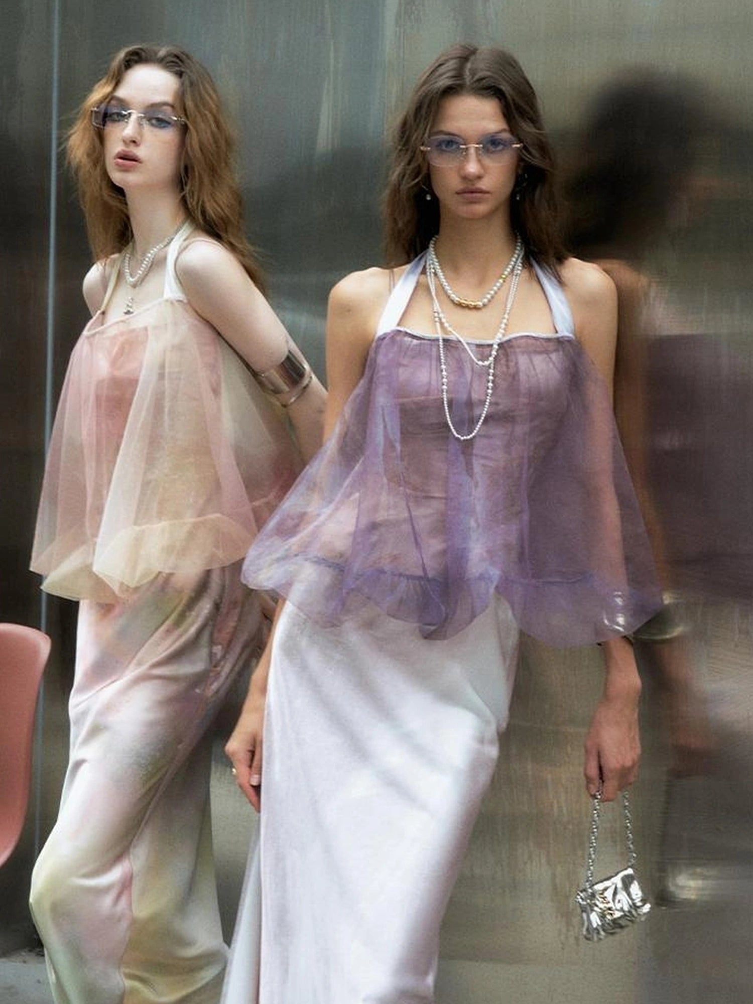 OfAkiva Of Akiva Ethereal Gauze Slip Dress