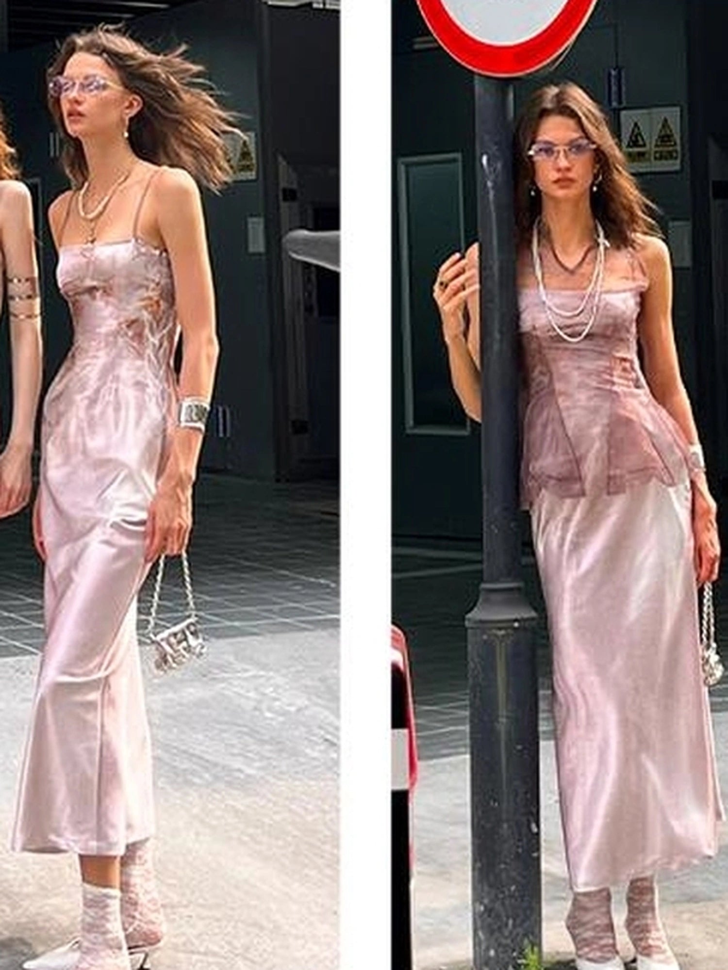 OfAkiva Of Akiva Ethereal Gauze Slip Dress