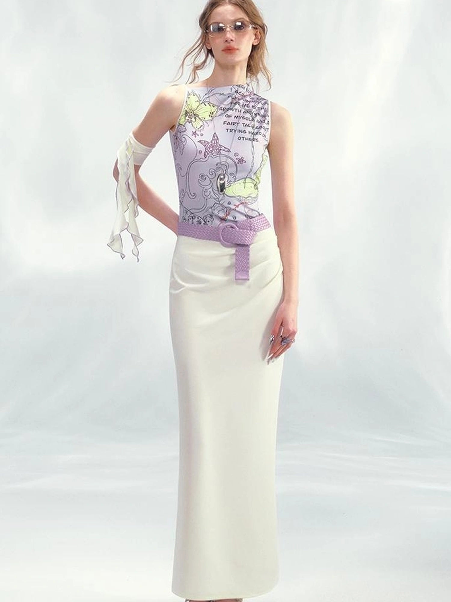 OfAkiva Off Shoulder Asymmetrical Print Dress