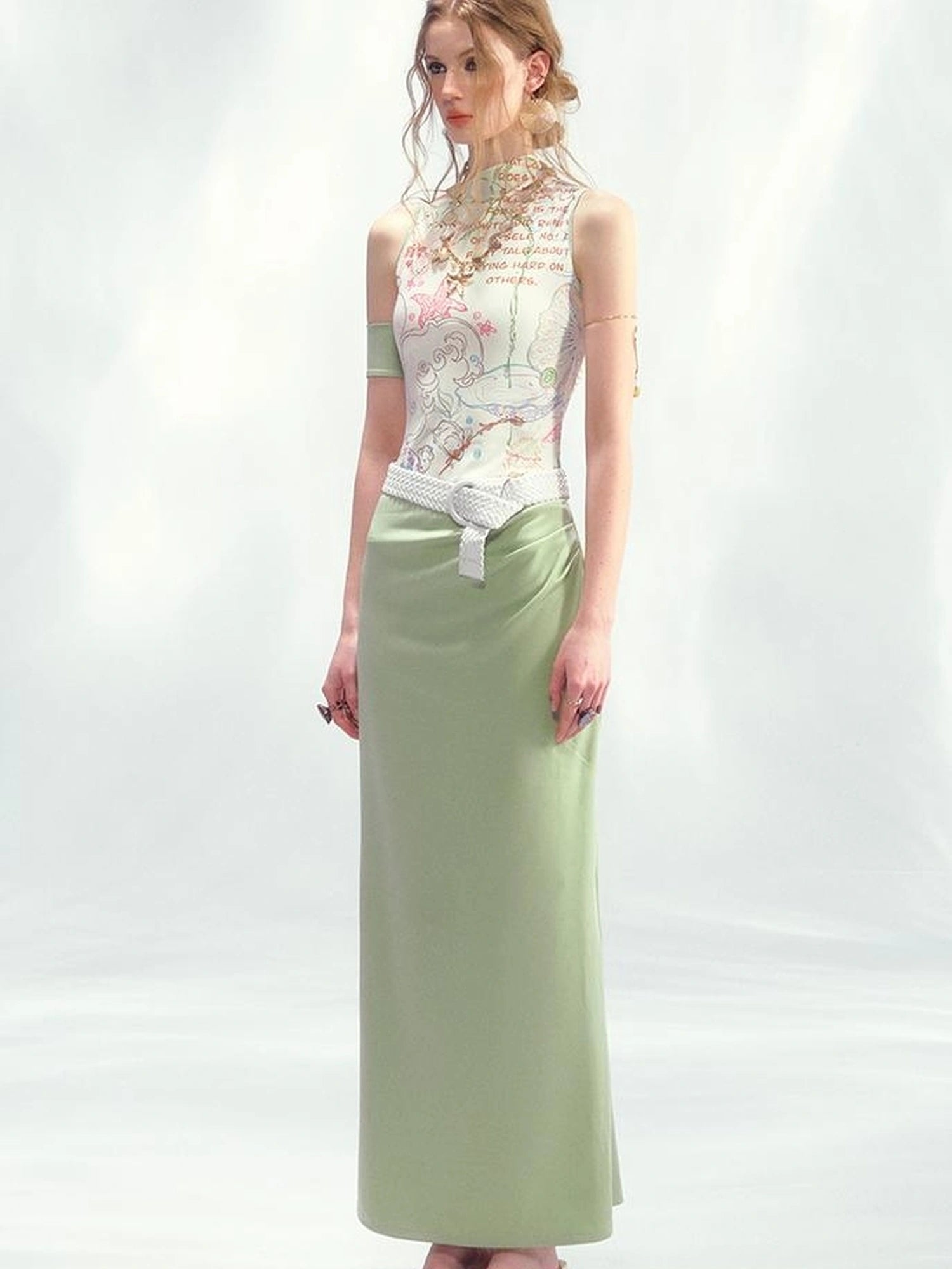 OfAkiva Off Shoulder Asymmetrical Print Dress