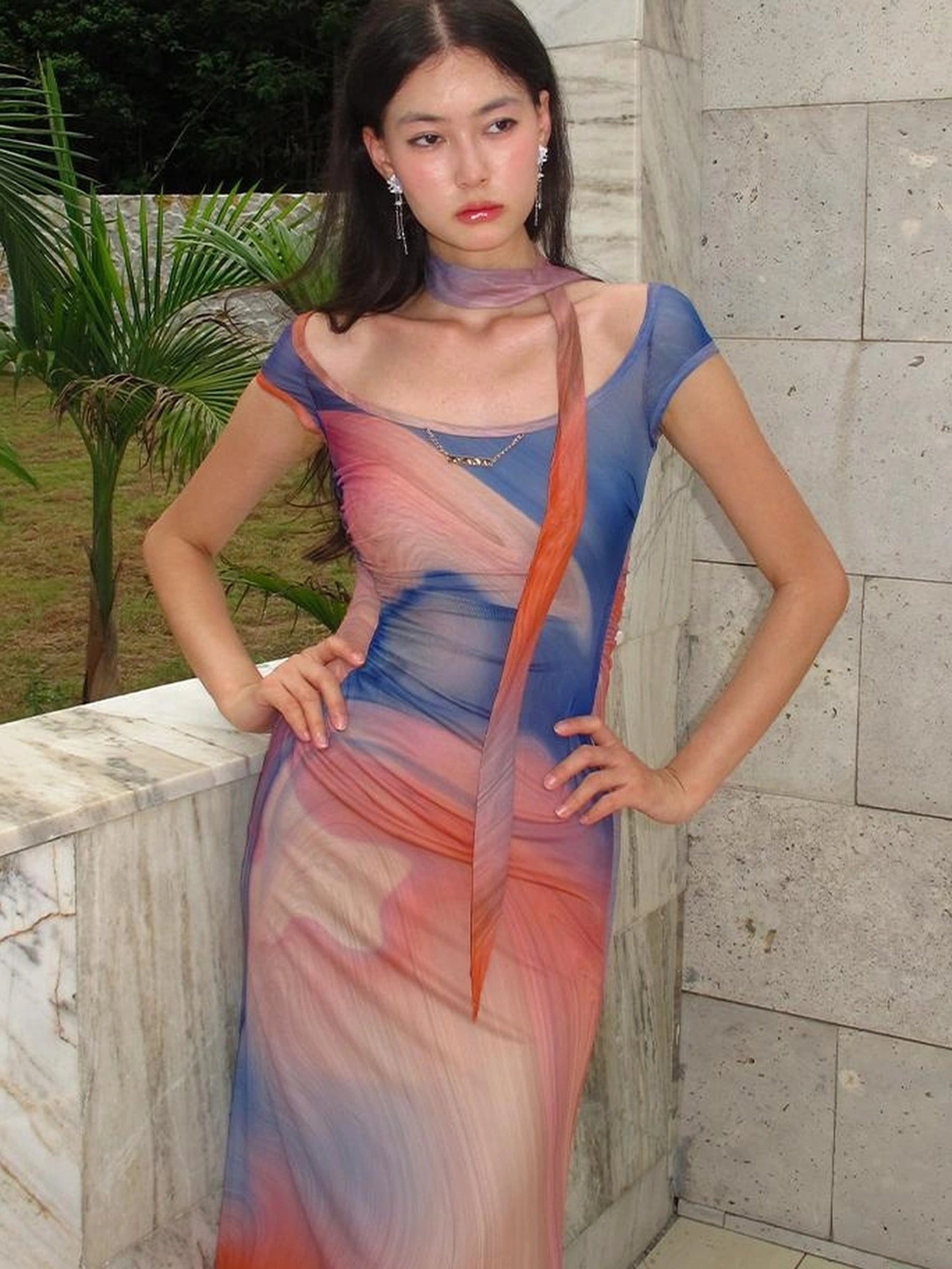 OfAkiva Oil Painting Floral Sundress