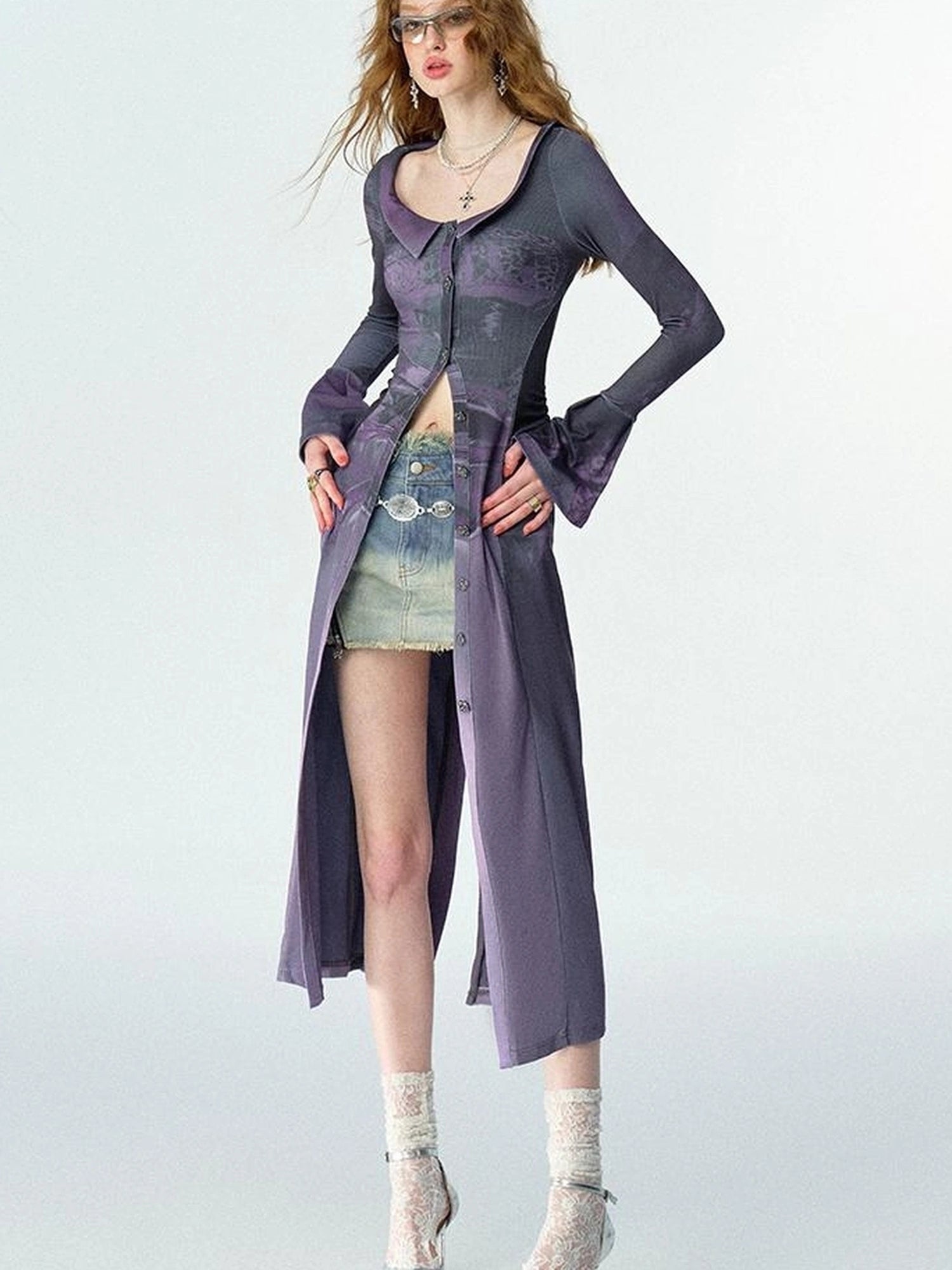 OfAkiva Original Print Slim Fit Shirt With Wide Collar