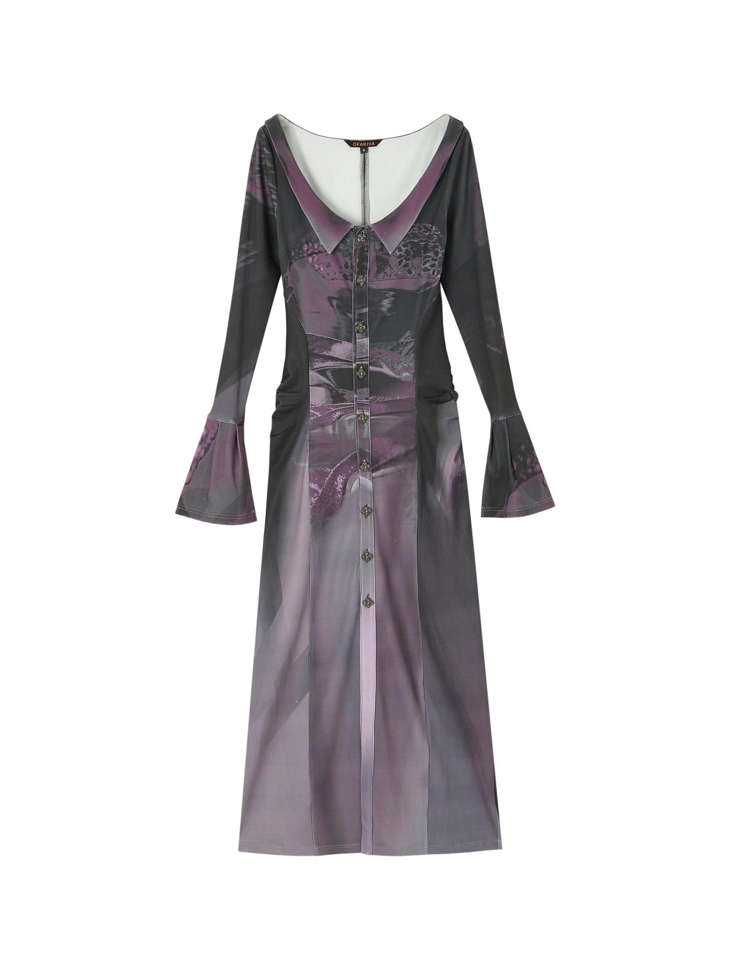 OfAkiva Original Print Slim Fit Shirt With Wide Collar