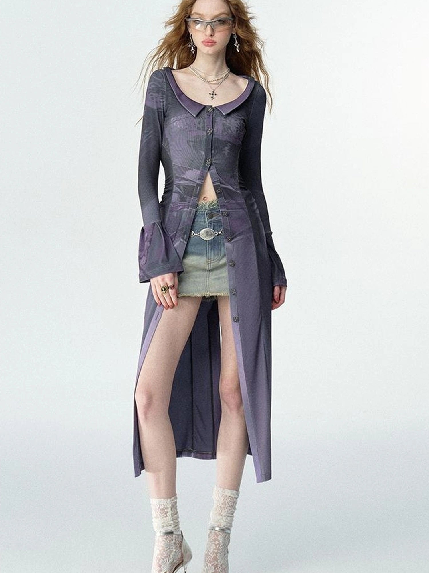 OfAkiva Original Print Slim Fit Shirt With Wide Collar