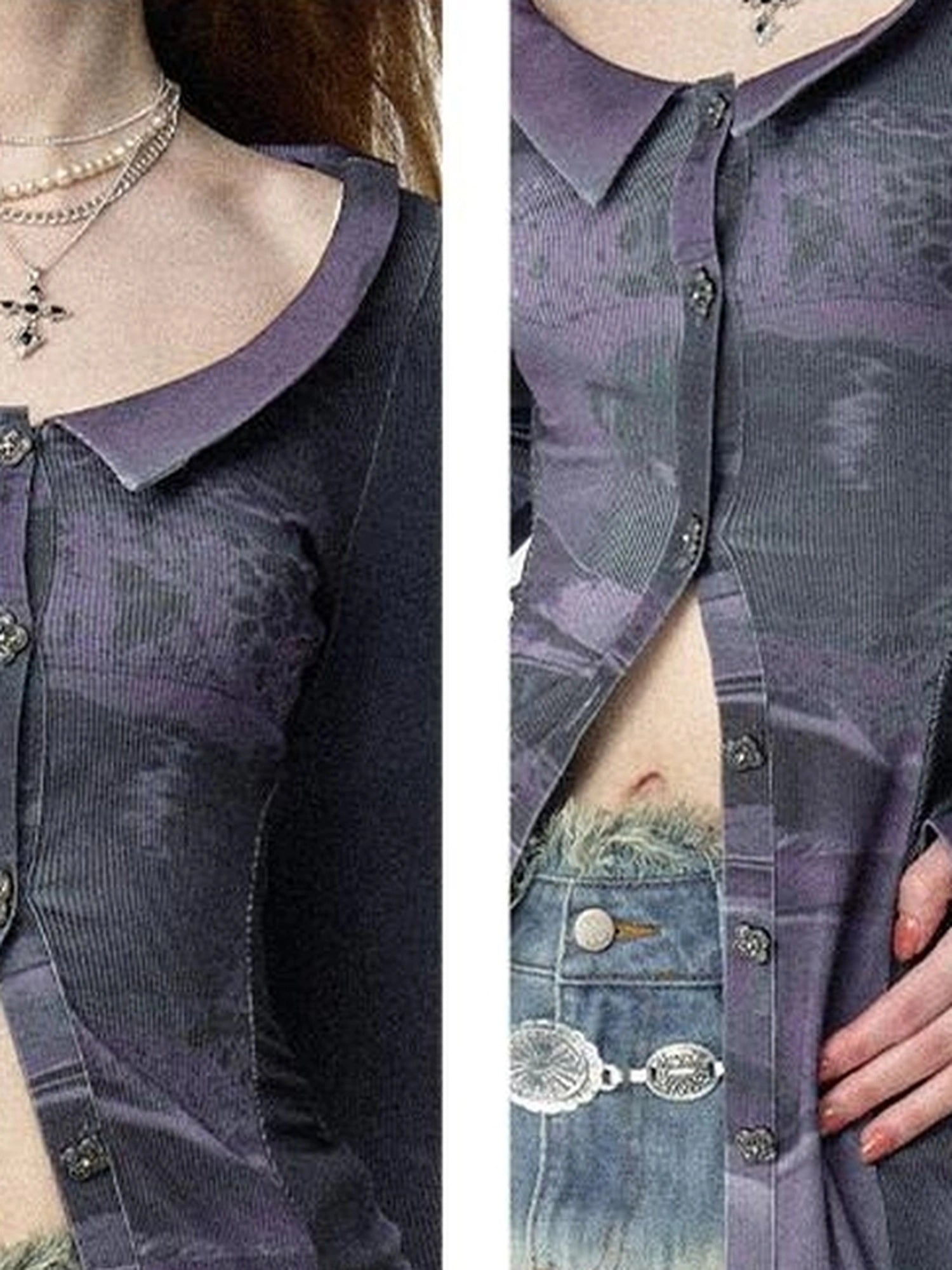 OfAkiva Original Print Slim Fit Shirt With Wide Collar