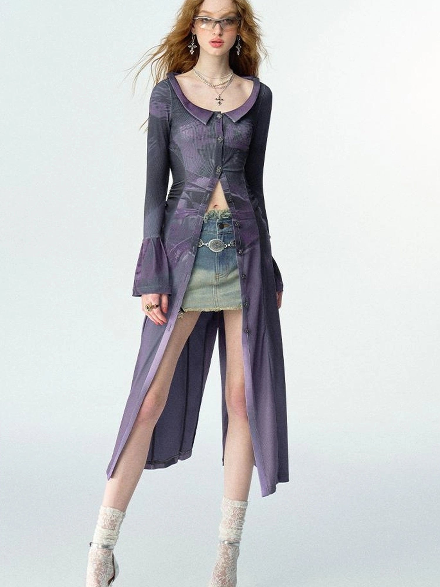 OfAkiva Original Print Slim Fit Shirt With Wide Collar