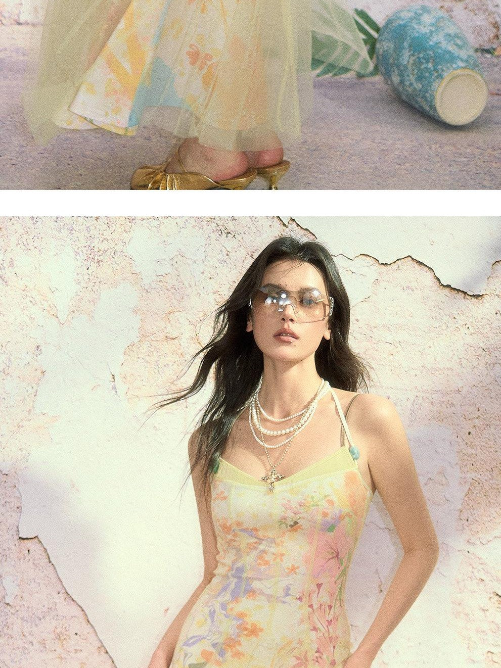 OfAkiva Painterly Oil Print Spaghetti Strap Two Piece Women&