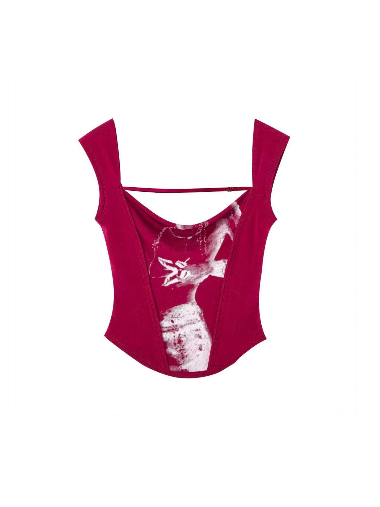 OfAkiva Phantom Butterfly White Silhouette Print Soft Camisole