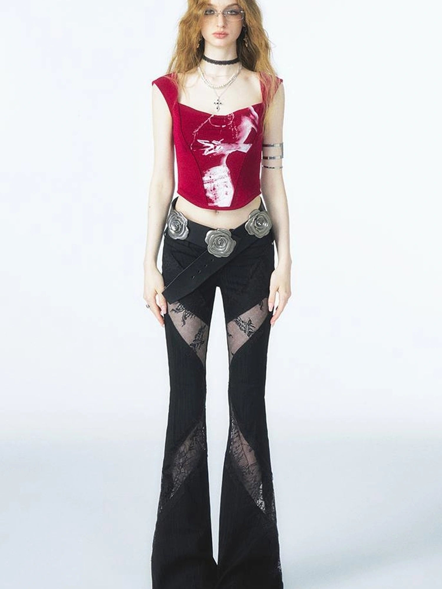 OfAkiva Phantom Butterfly White Silhouette Print Soft Camisole