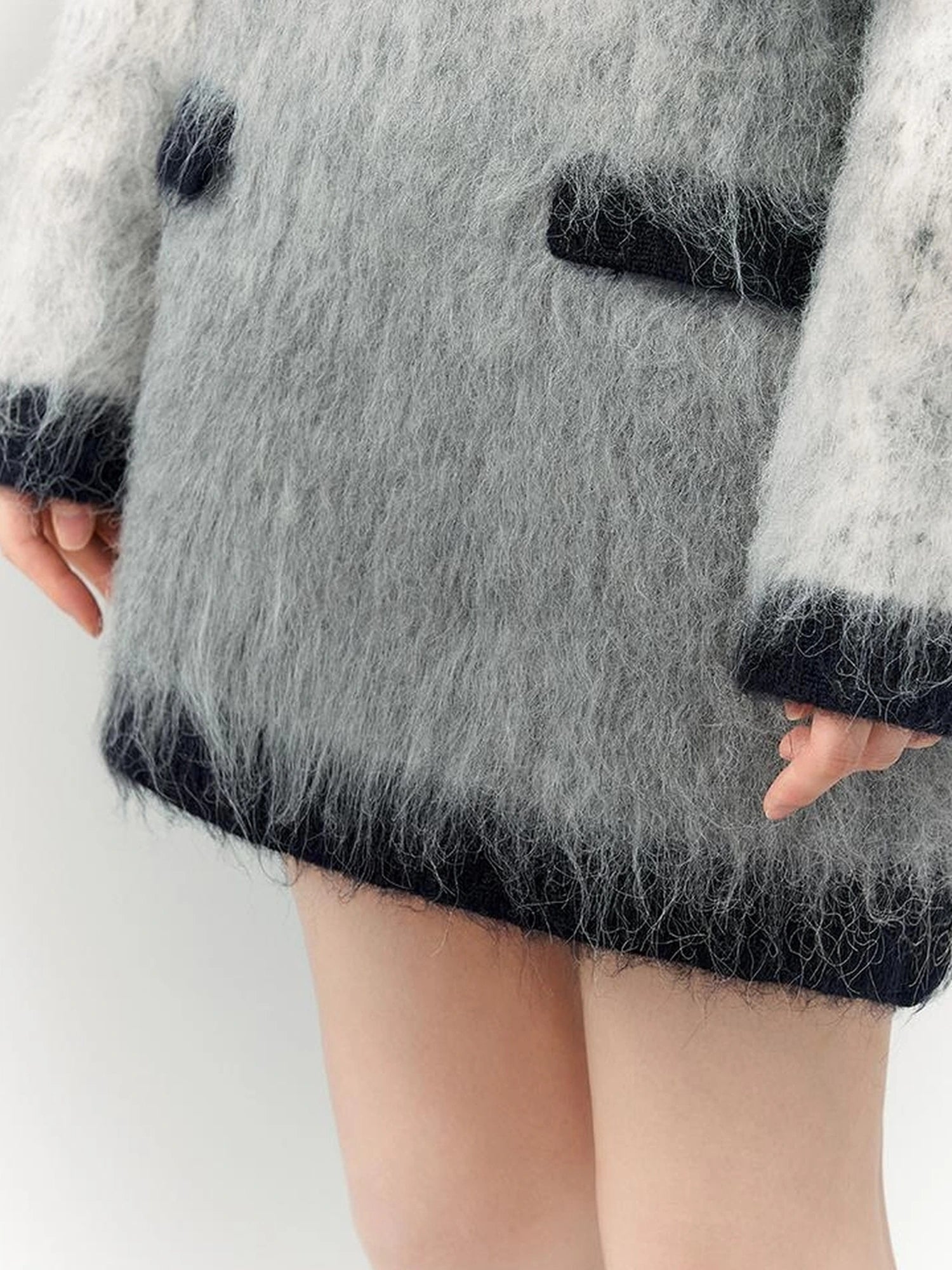 OfAkiva Rebel Gradient Alpaca Knit Set V-neck T-shirt Long Sleeve