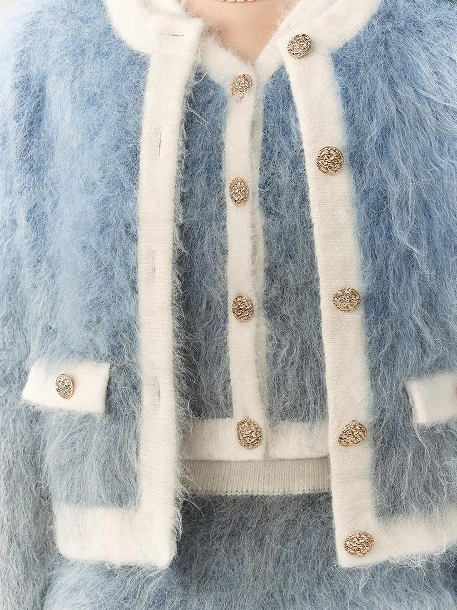 OfAkiva Rebel Gradient Alpaca Knit Set V-neck T-shirt Long Sleeve