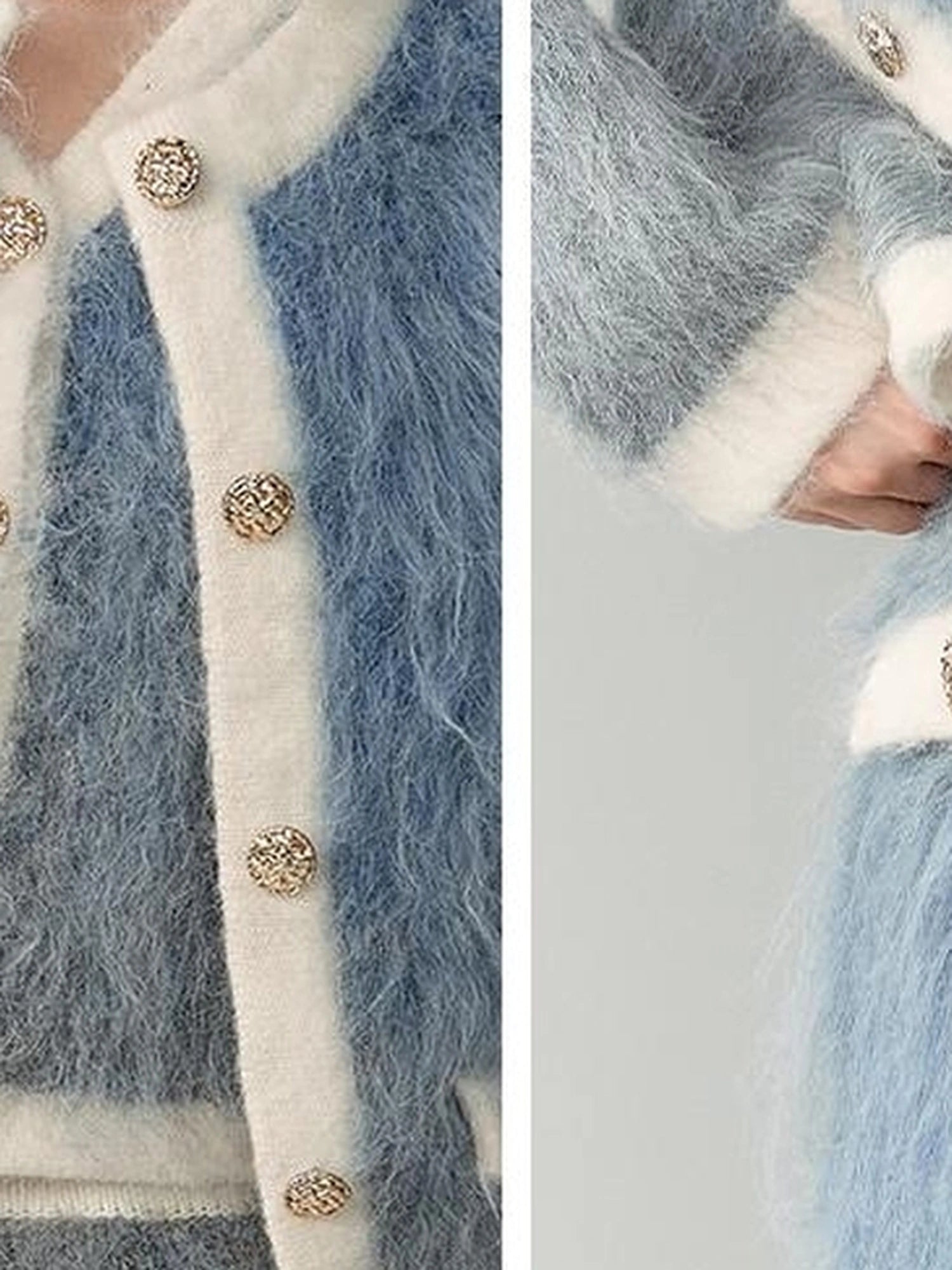 OfAkiva Rebellious Elegance Gradient Knit V-neck T-shirt Long Sleeve