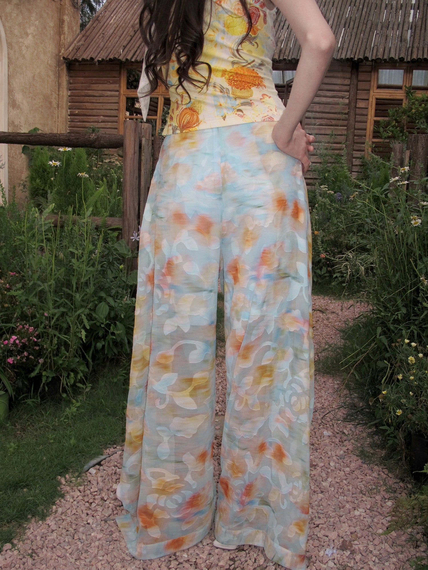 OfAkiva Relaxed Resort Printed Slit High Waist Women&