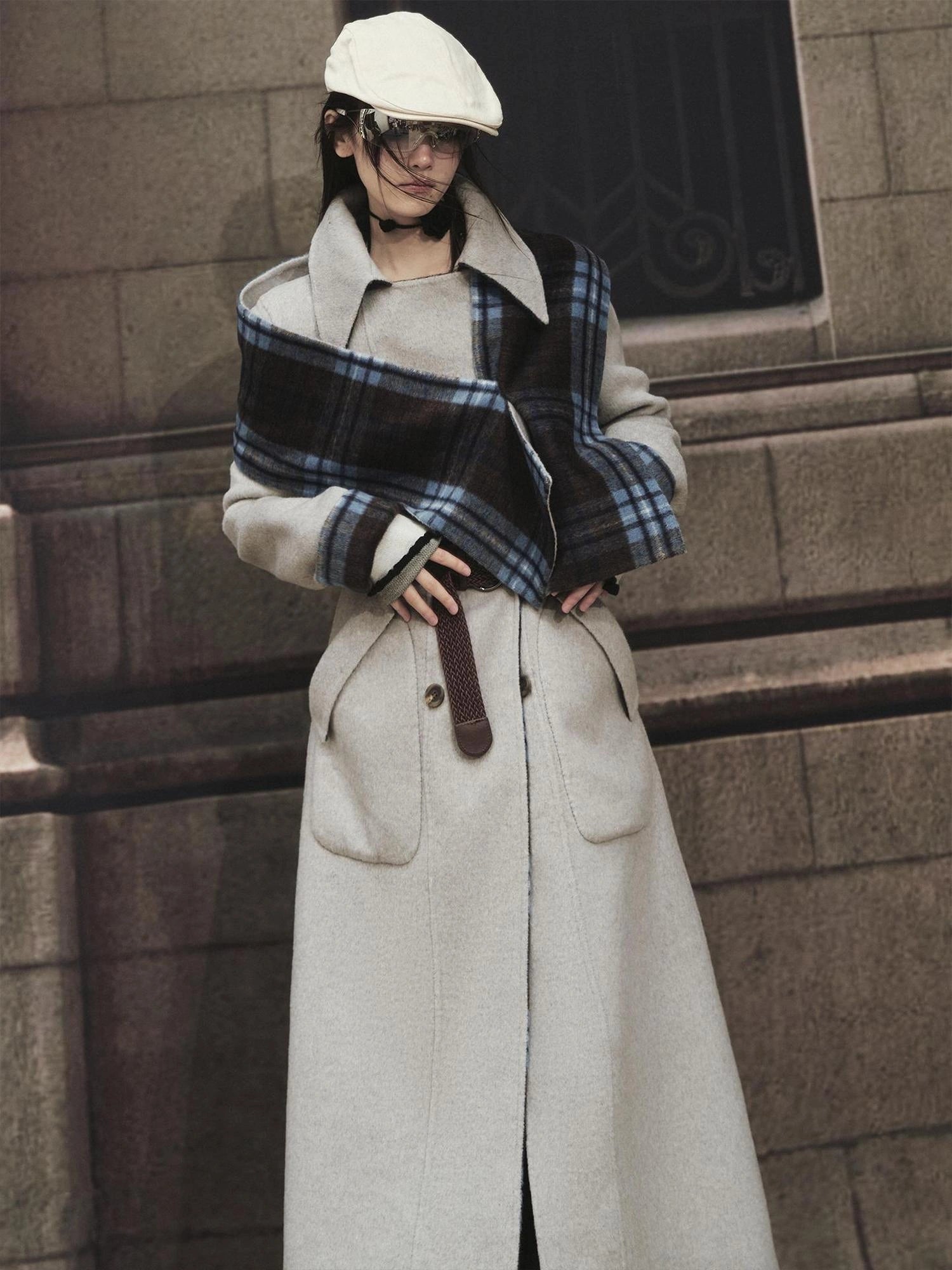 OfAkiva Reversible Manchester Tweed Long Coat