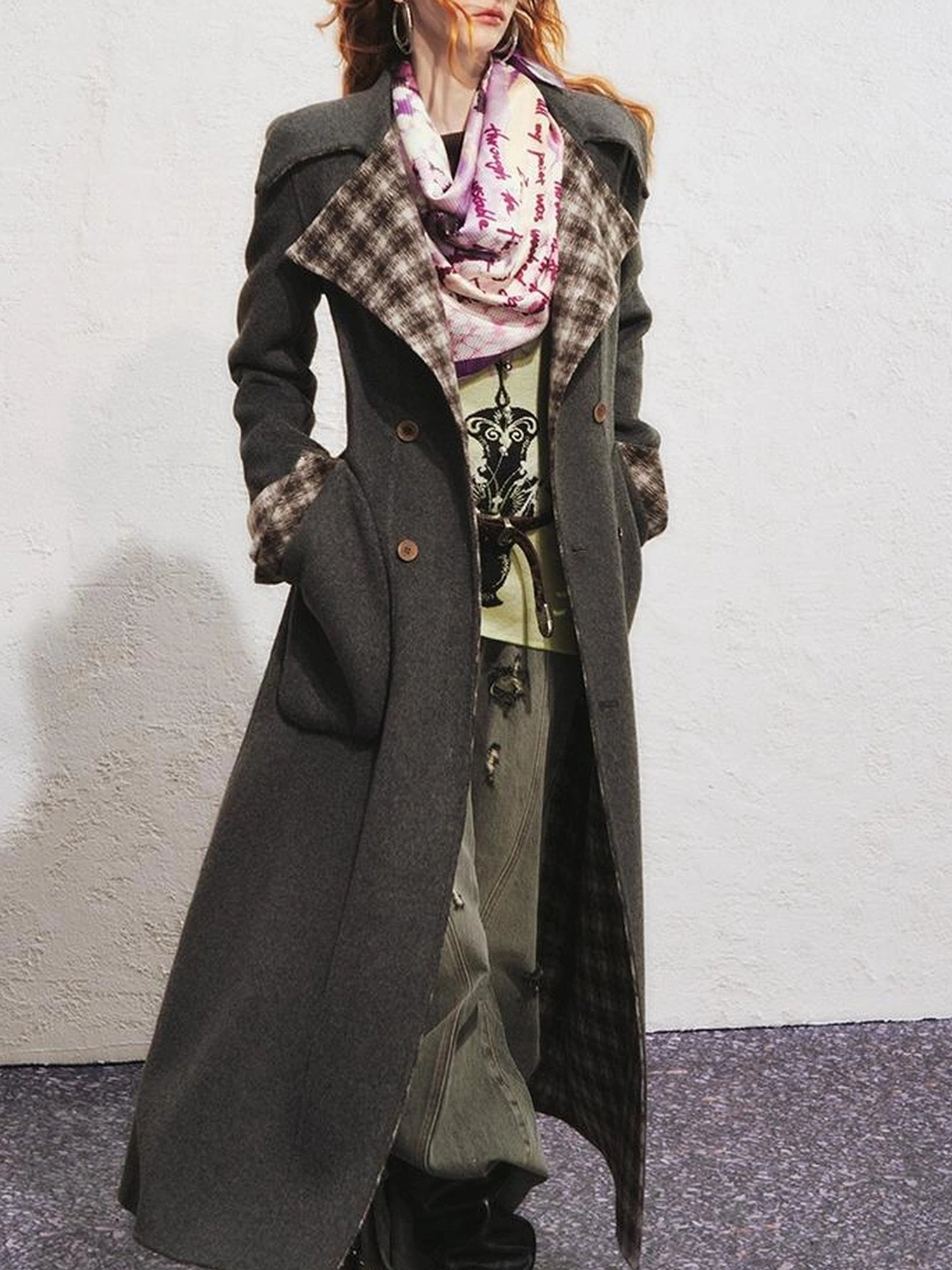 OfAkiva Reversible Manchester Tweed Long Coat