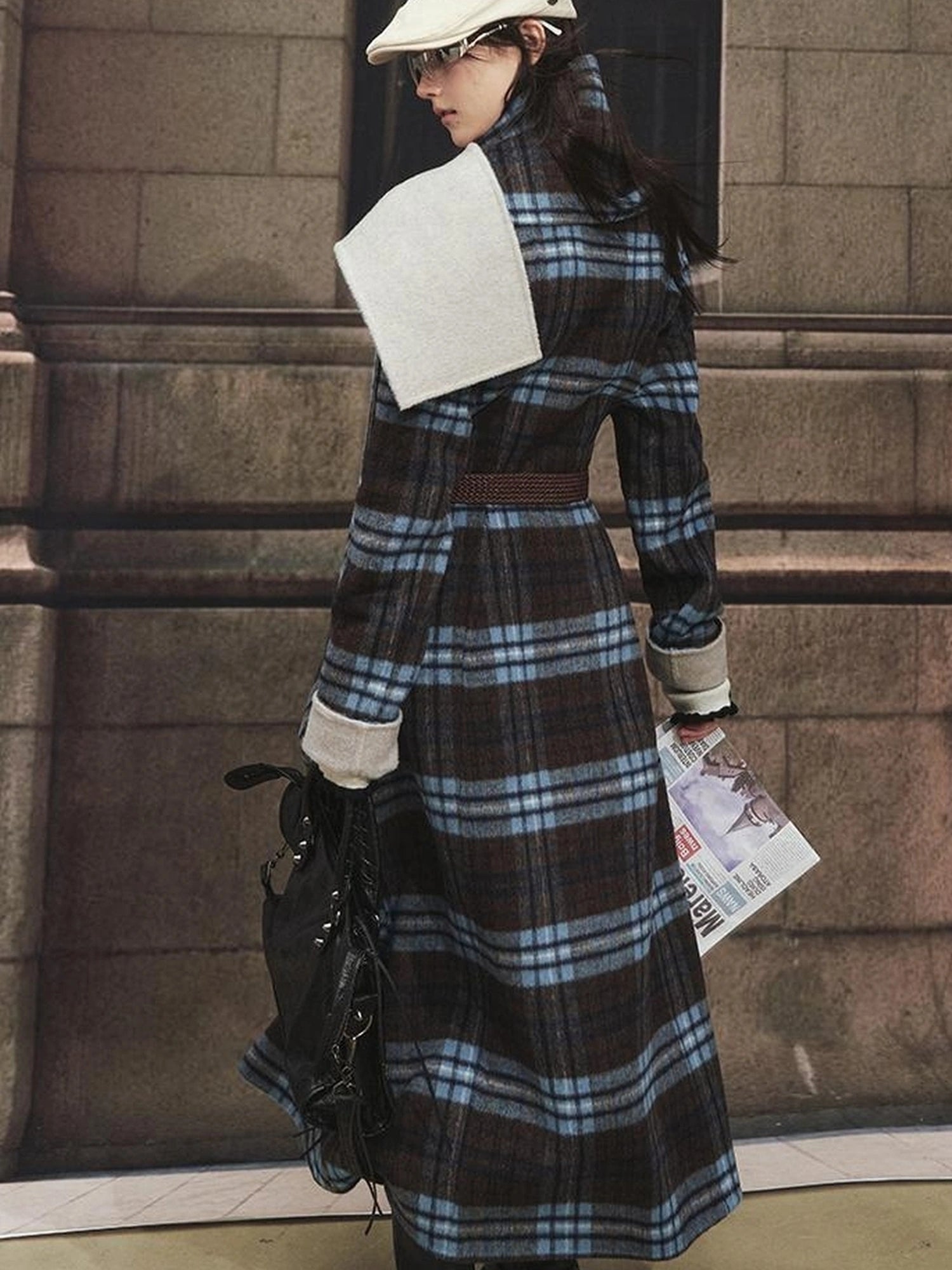 OfAkiva Reversible Manchester Tweed Long Coat