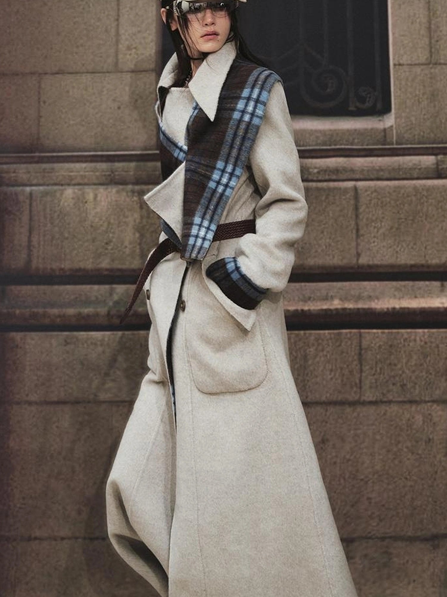 OfAkiva Reversible Manchester Tweed Long Coat