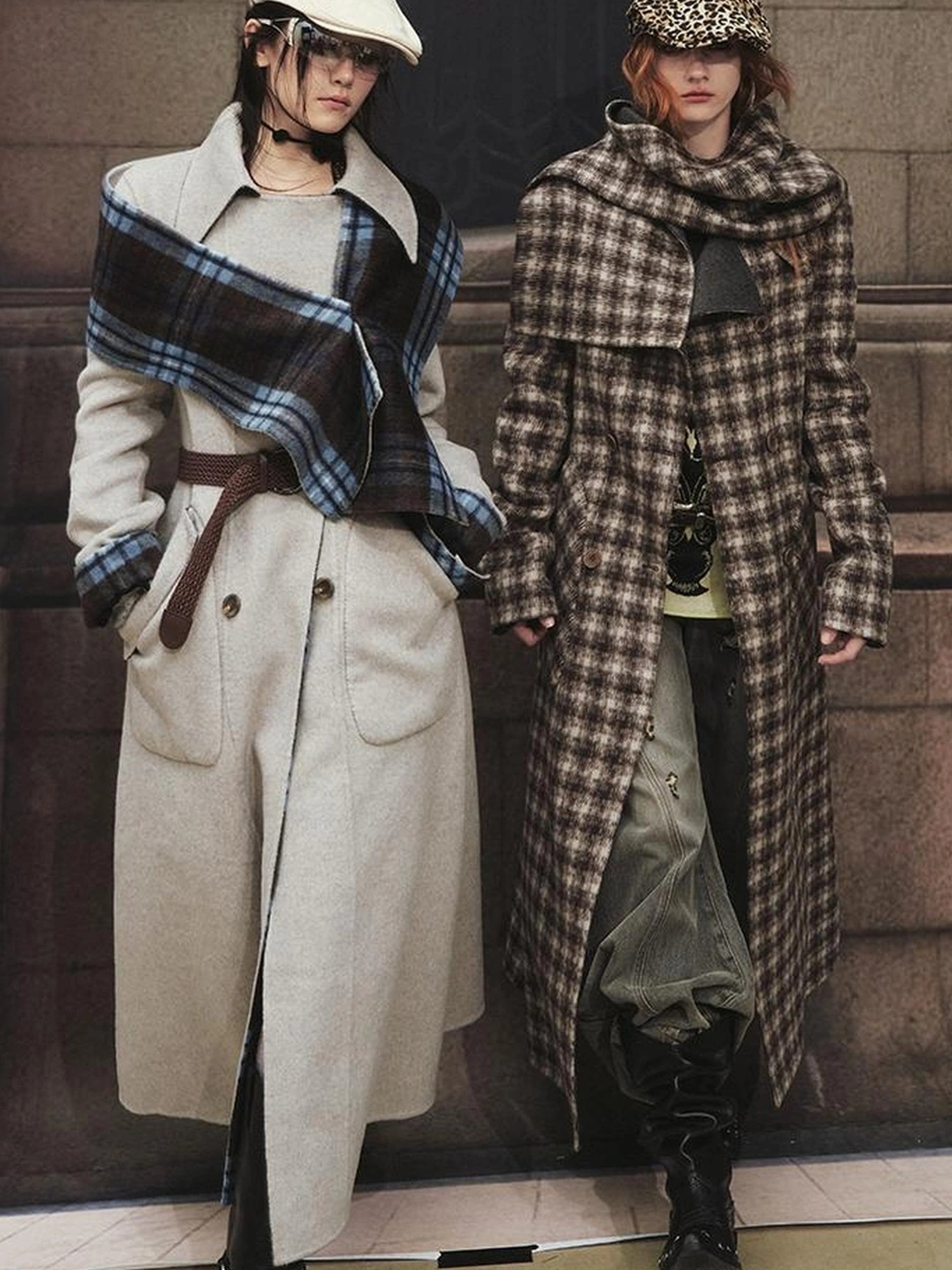 OfAkiva Reversible Manchester Tweed Long Coat