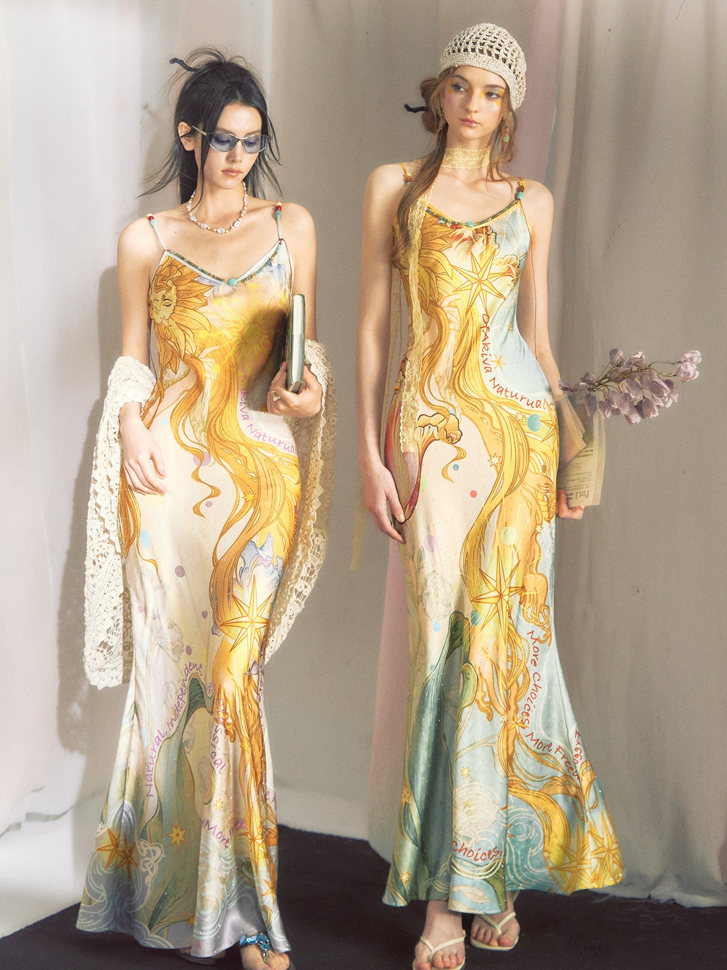 OfAkiva Rhinestone Beaded Mystic Print Women&