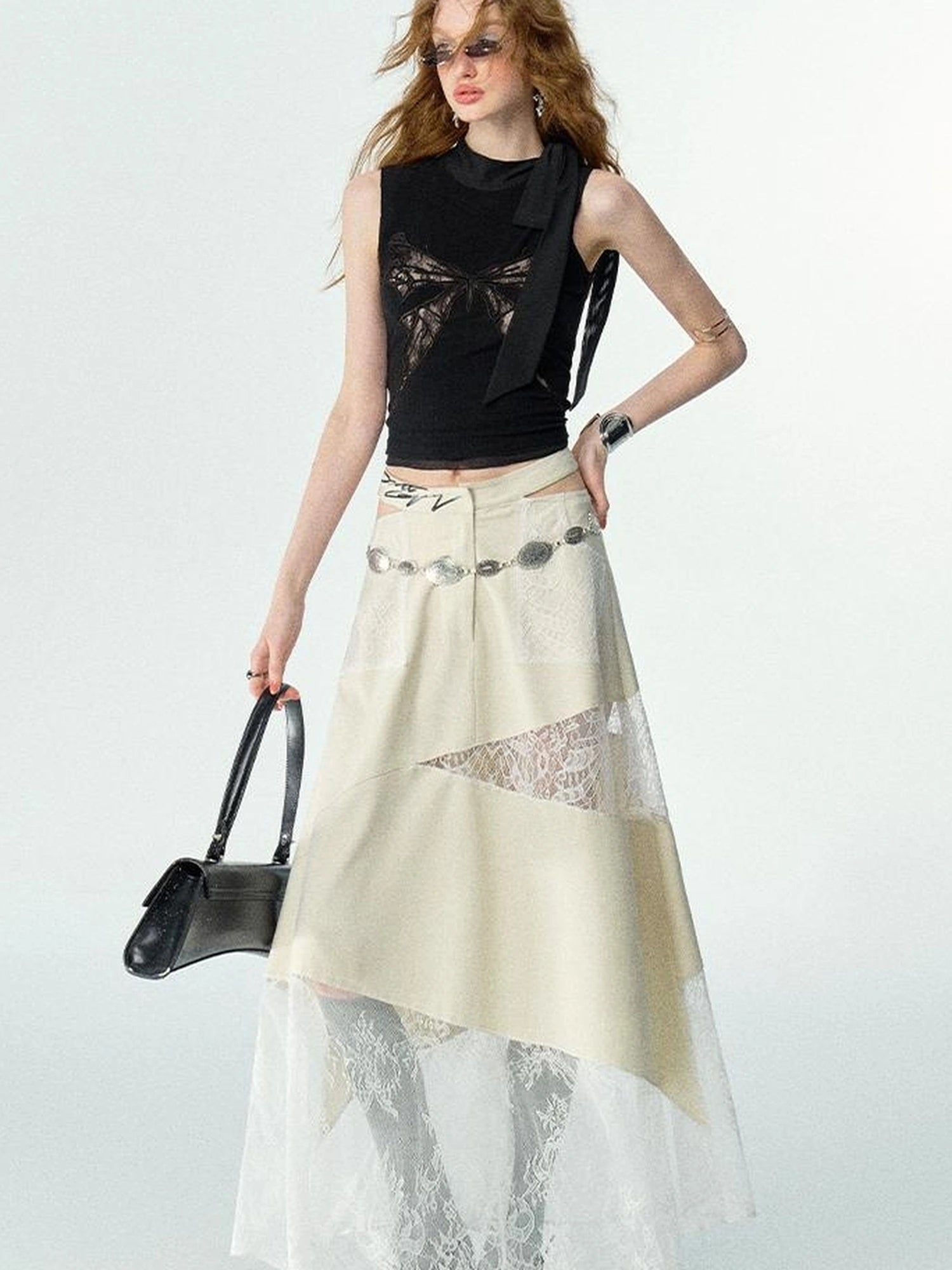 OfAkiva Roaming Dancer Butterfly Lace Applique Layered Vest