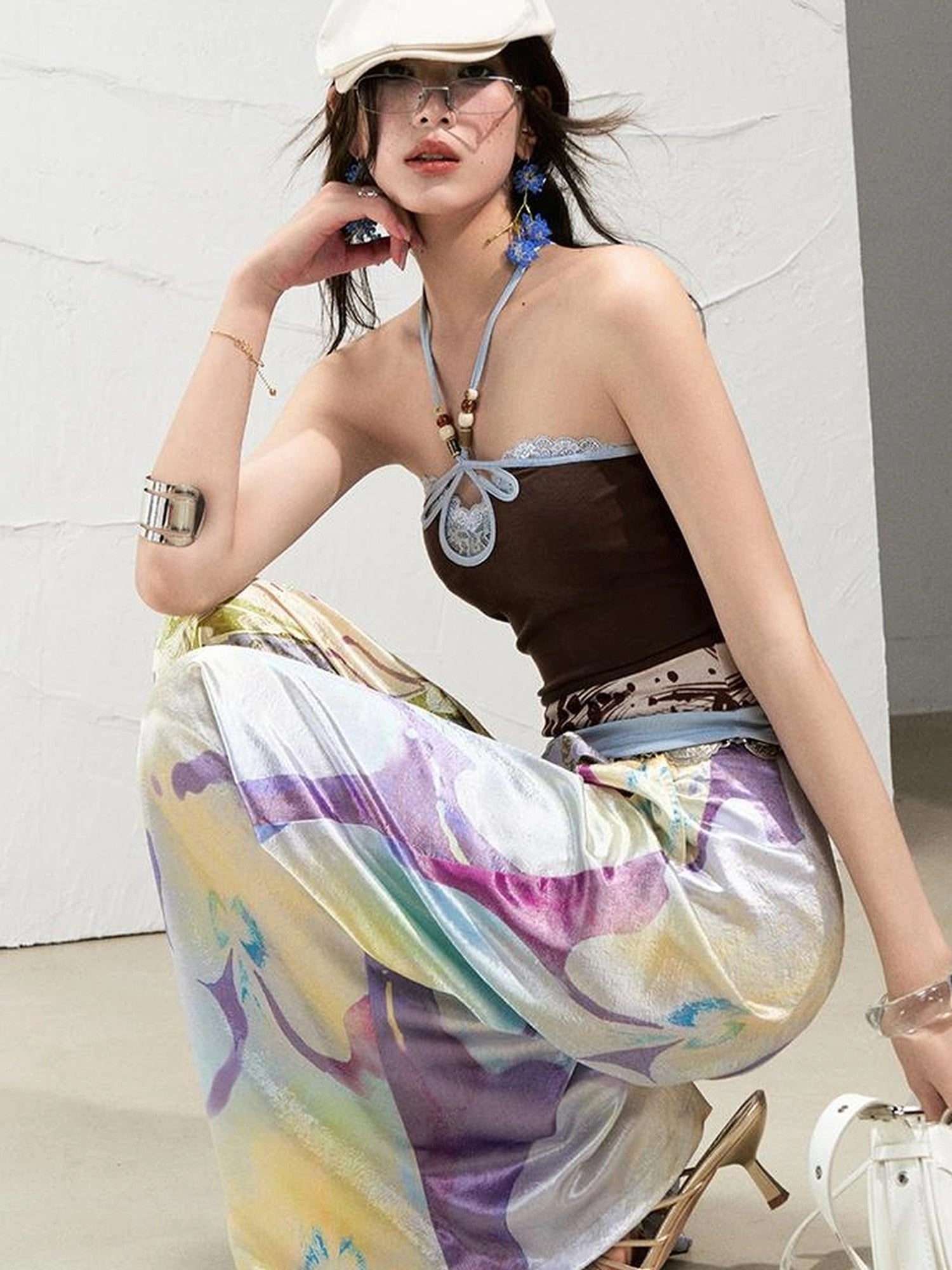 OfAkiva Roman Pleat Drape Wide Leg Trousers In Classical Aesthetic