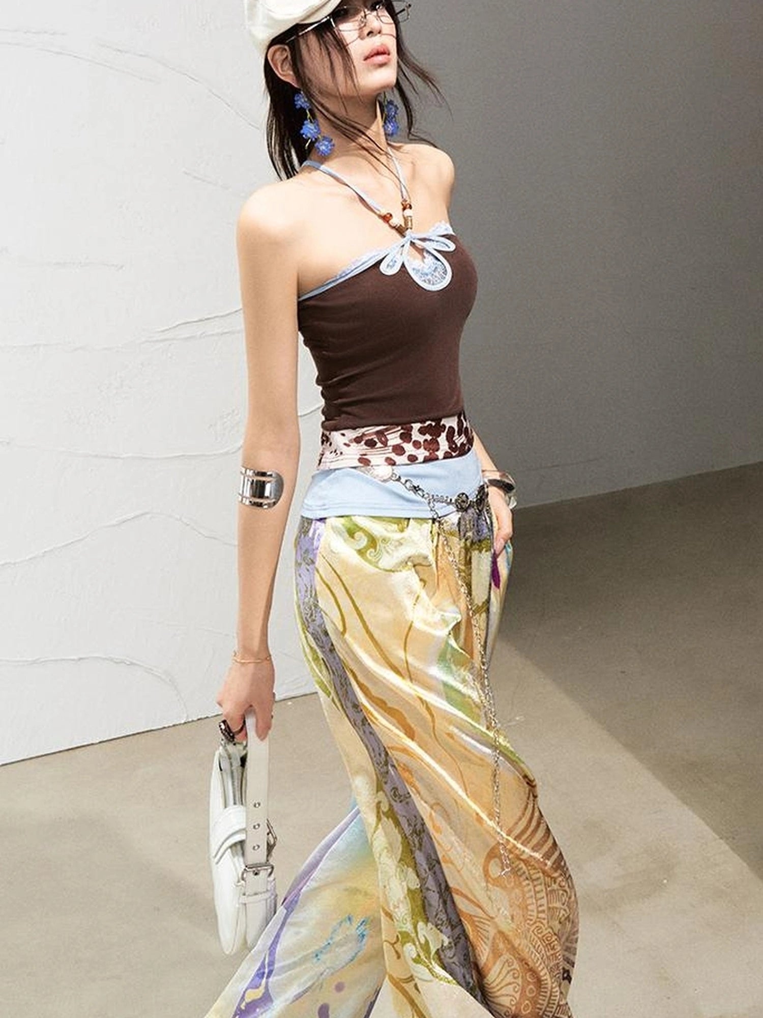 OfAkiva Roman Pleat Drape Wide Leg Trousers In Classical Aesthetic