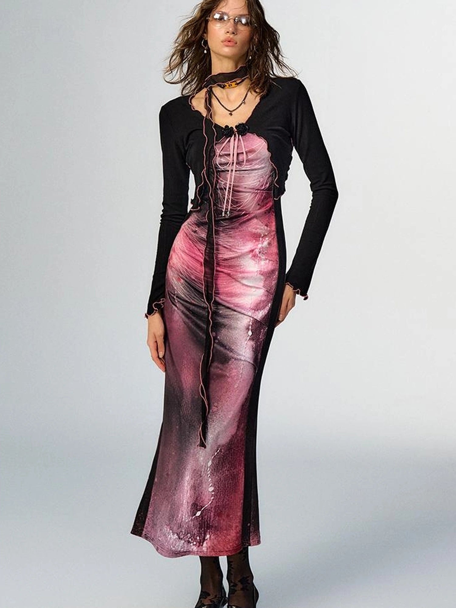 OfAkiva Secret Glaze Print Bodycon Dress