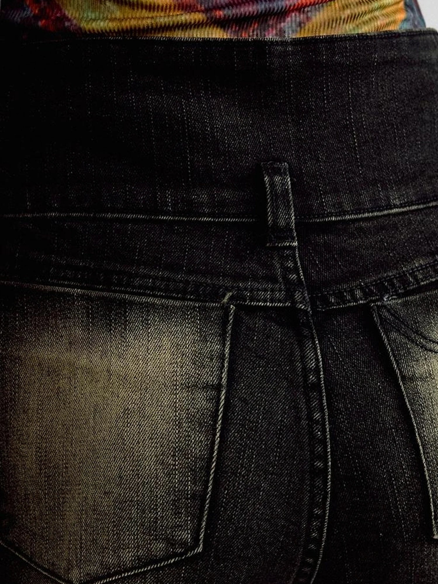 OfAkiva Skeleton Embroidered Washed Jeans With Studs