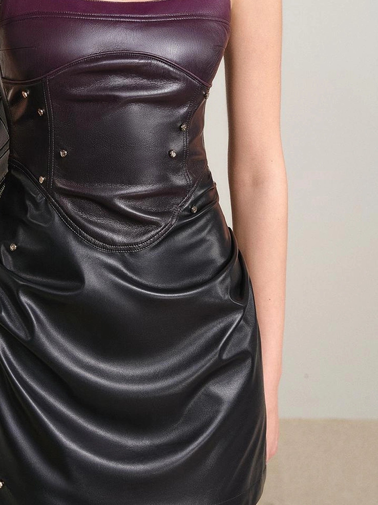 OfAkiva Smoked Gradient Leather Look Slip Dress