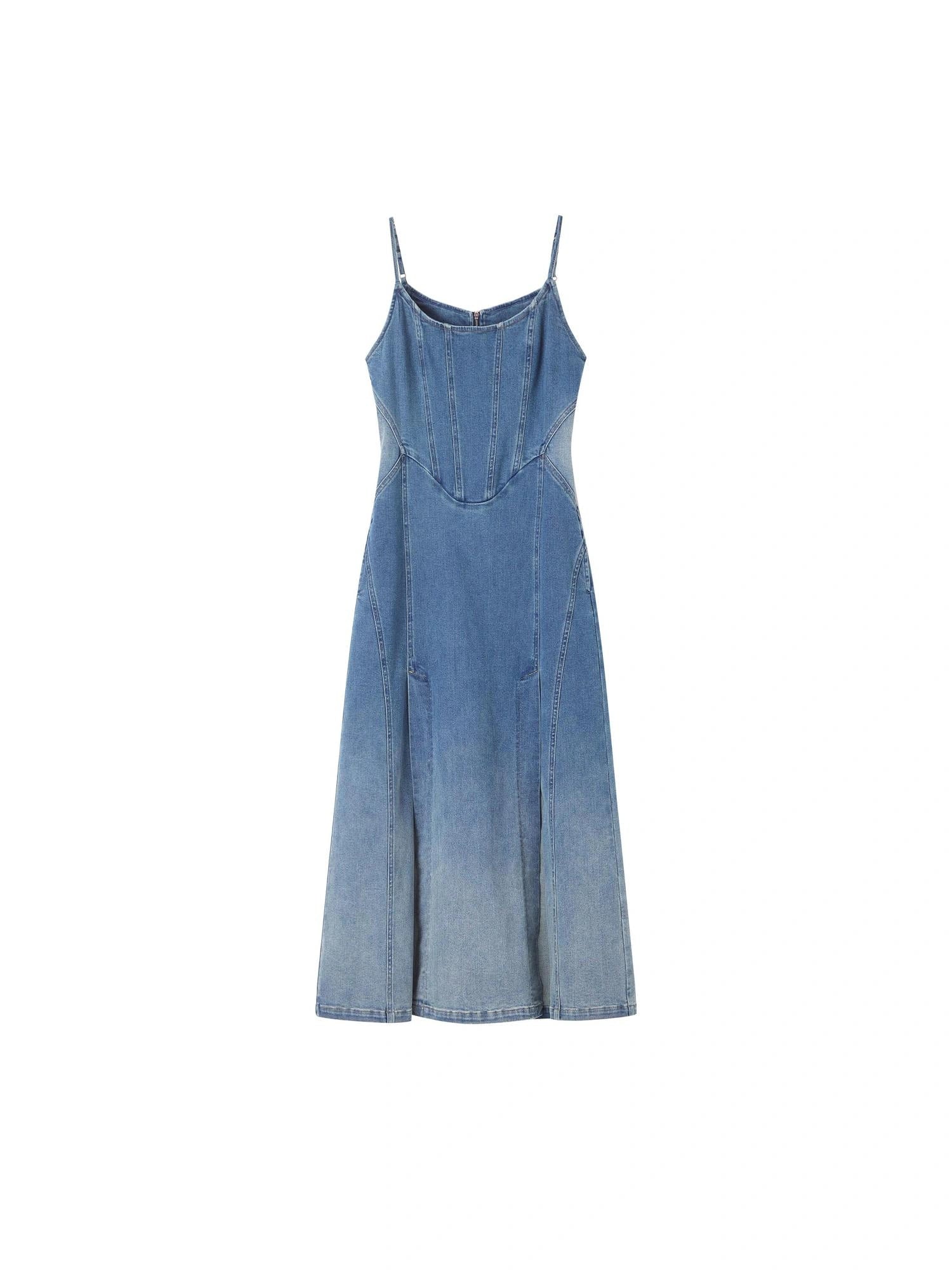 OfAkiva Split Side Denim Slip Dress