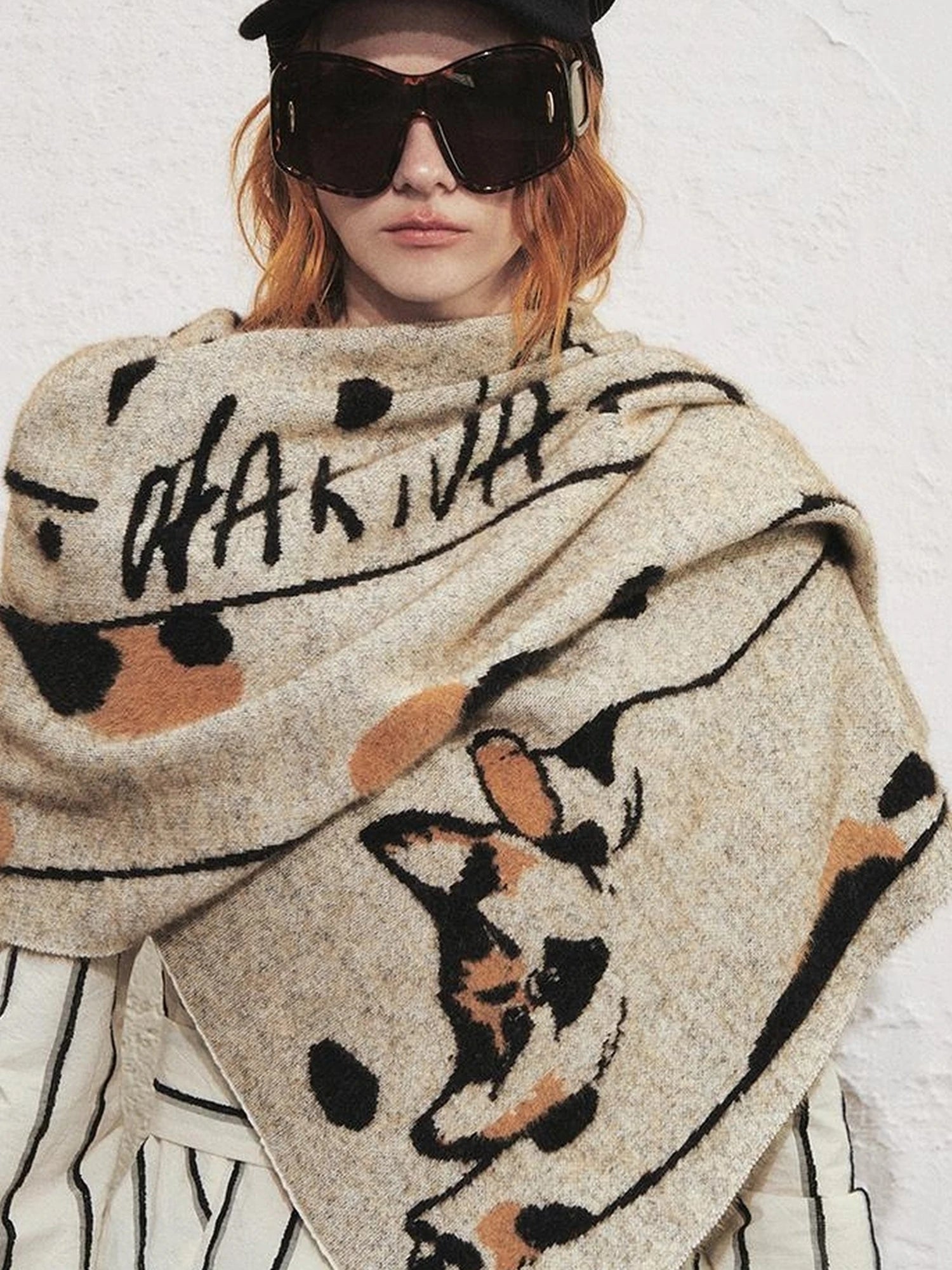 OfAkiva Stretchy Calico Cat Knit Scarf