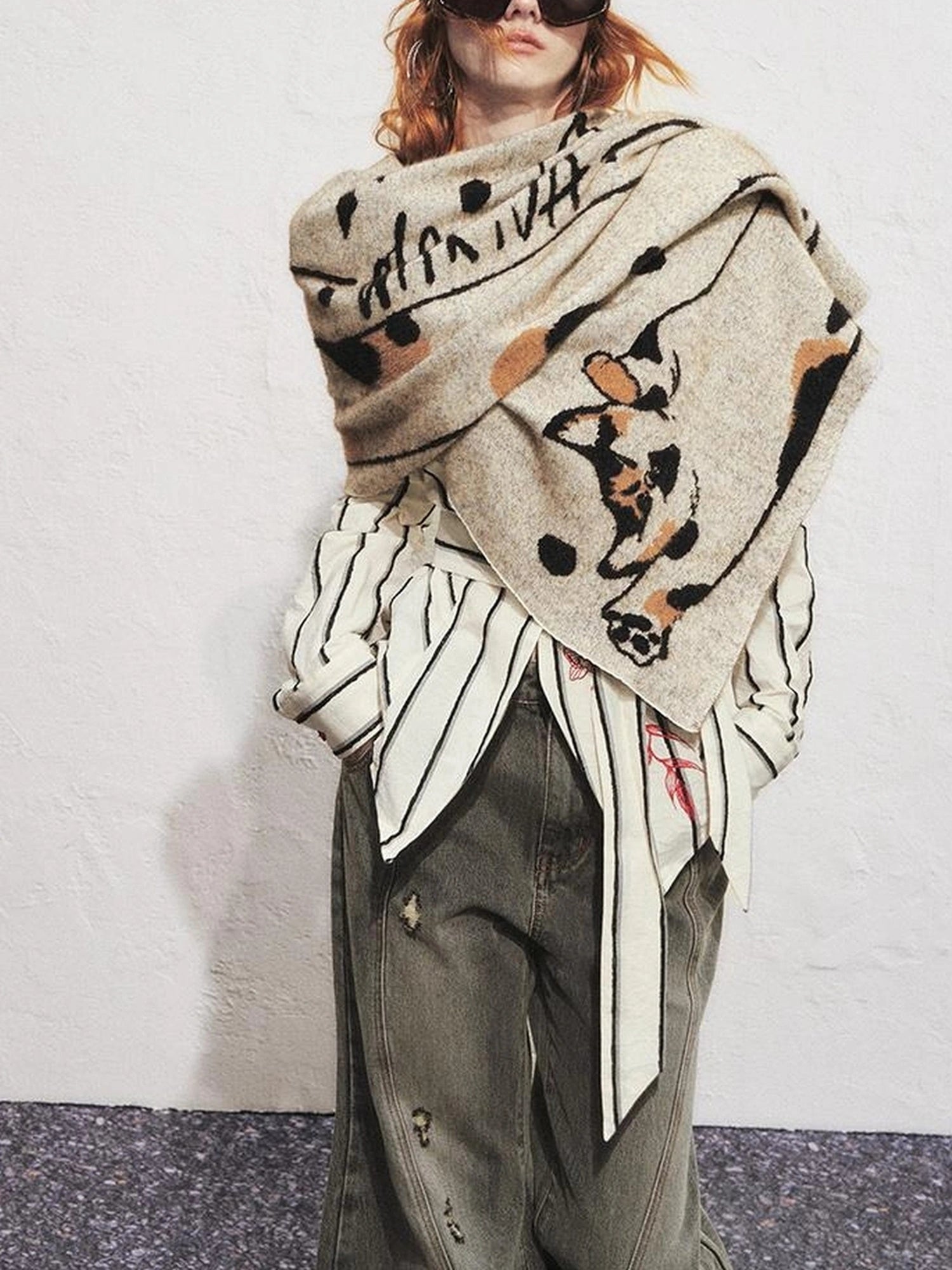 OfAkiva Stretchy Calico Cat Knit Scarf