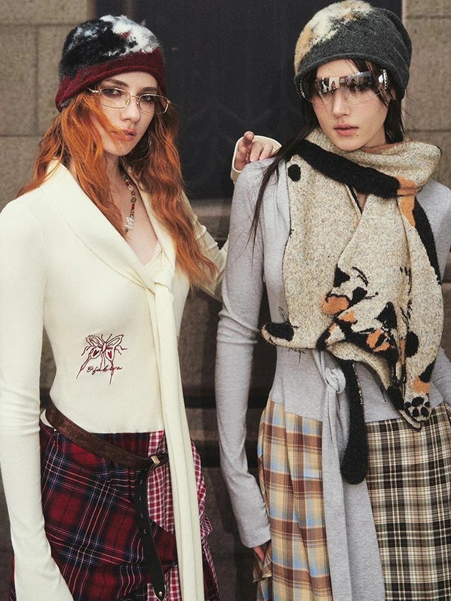 OfAkiva Stretchy Calico Cat Knit Scarf