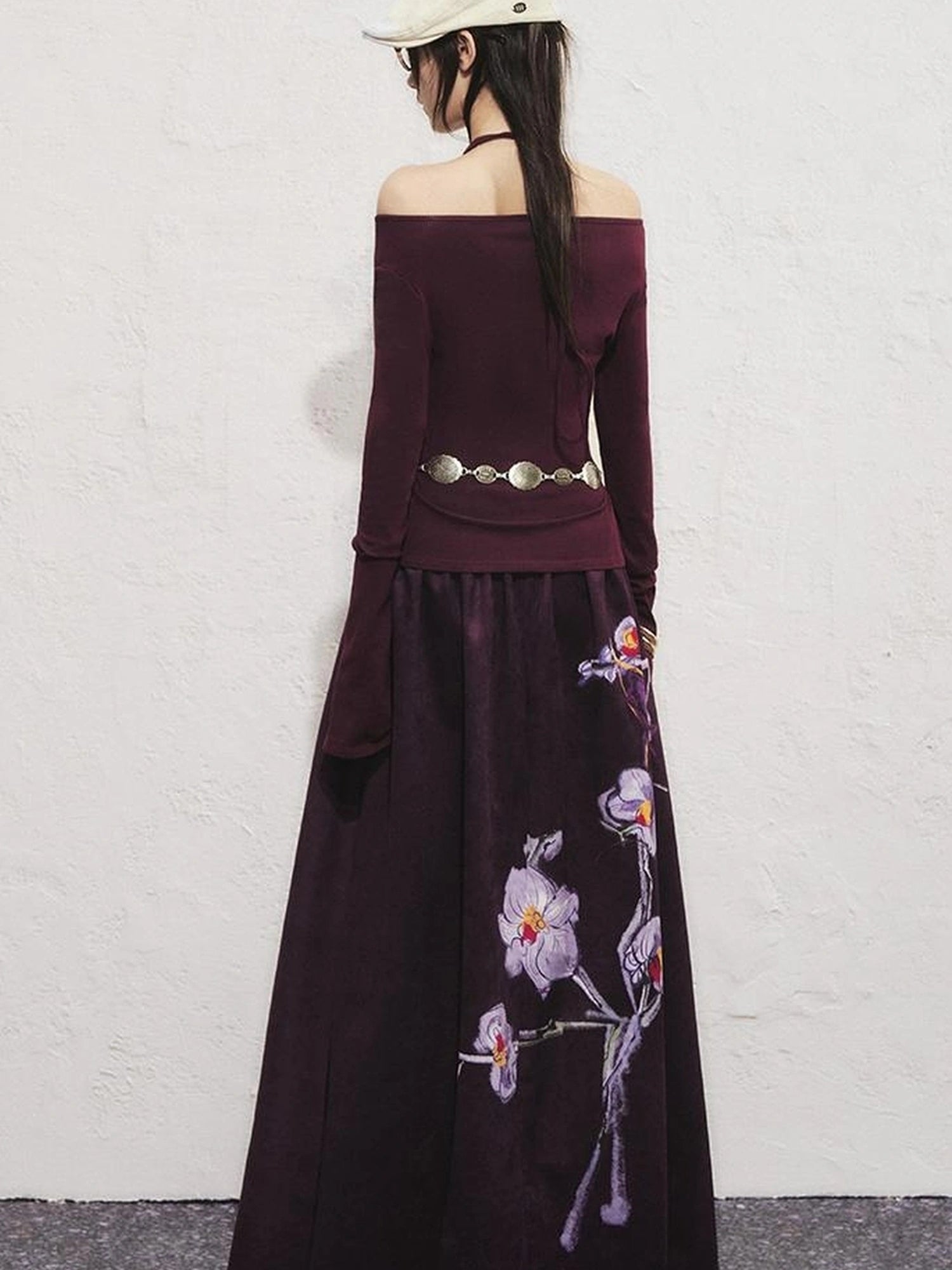 OfAkiva Sunset Love Knot Shoulder Beaded T-shirt